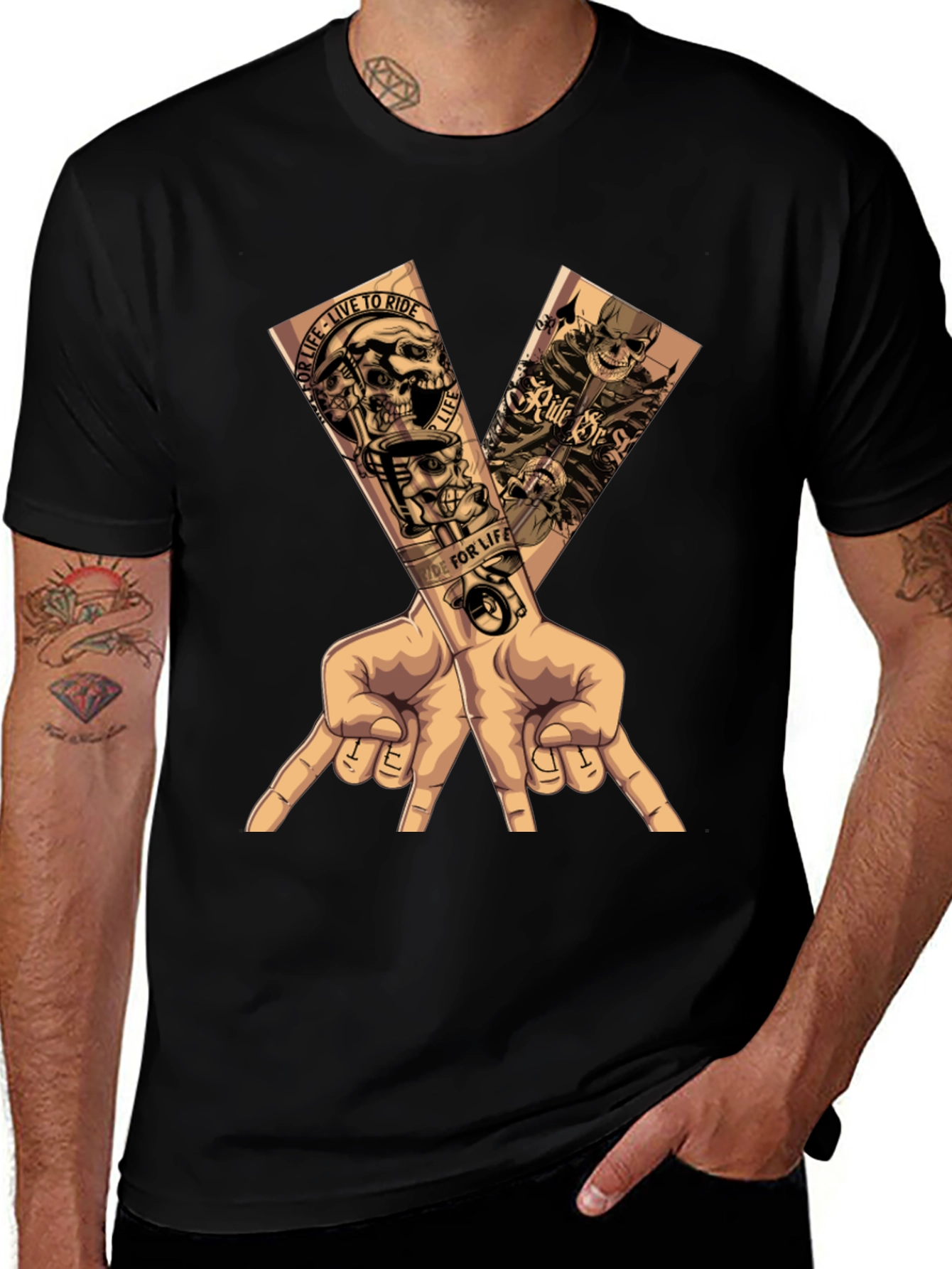 Variant 17 of Motorcycle Skull Graphic T-Shirt