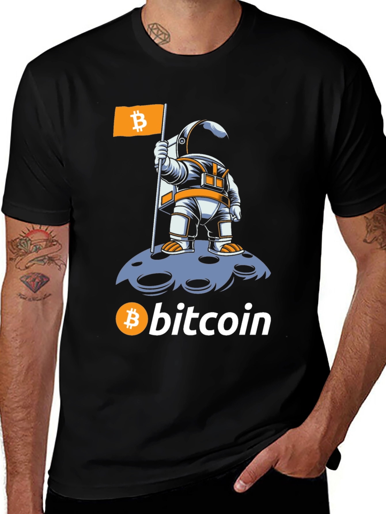 Variant 13 of Bitcoin Astronaut Graphic T-Shirt - Crypto Moon Landing Tee