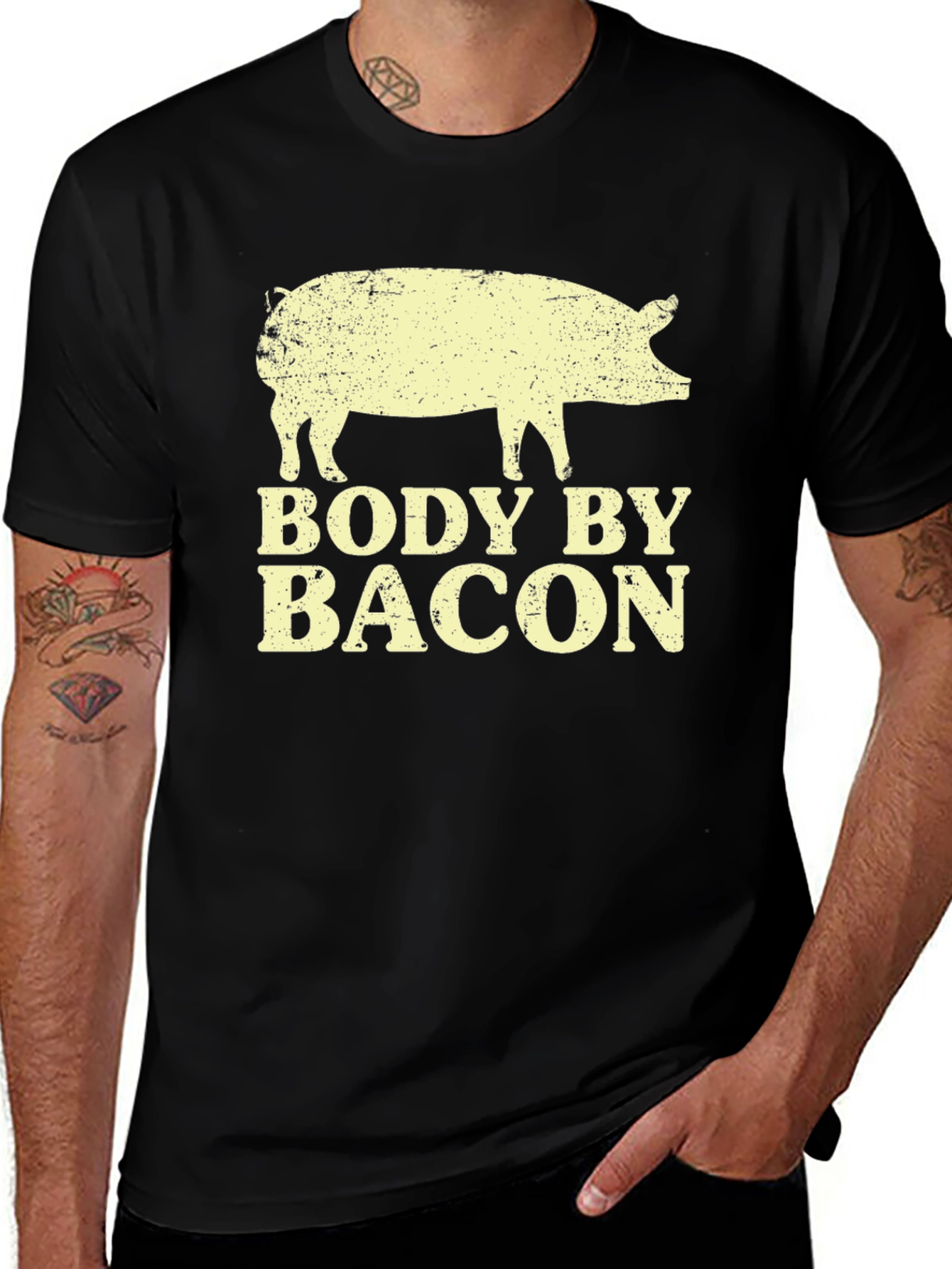 Variant 27 of Body By Bacon Funny Pig Graphic T-Shirt