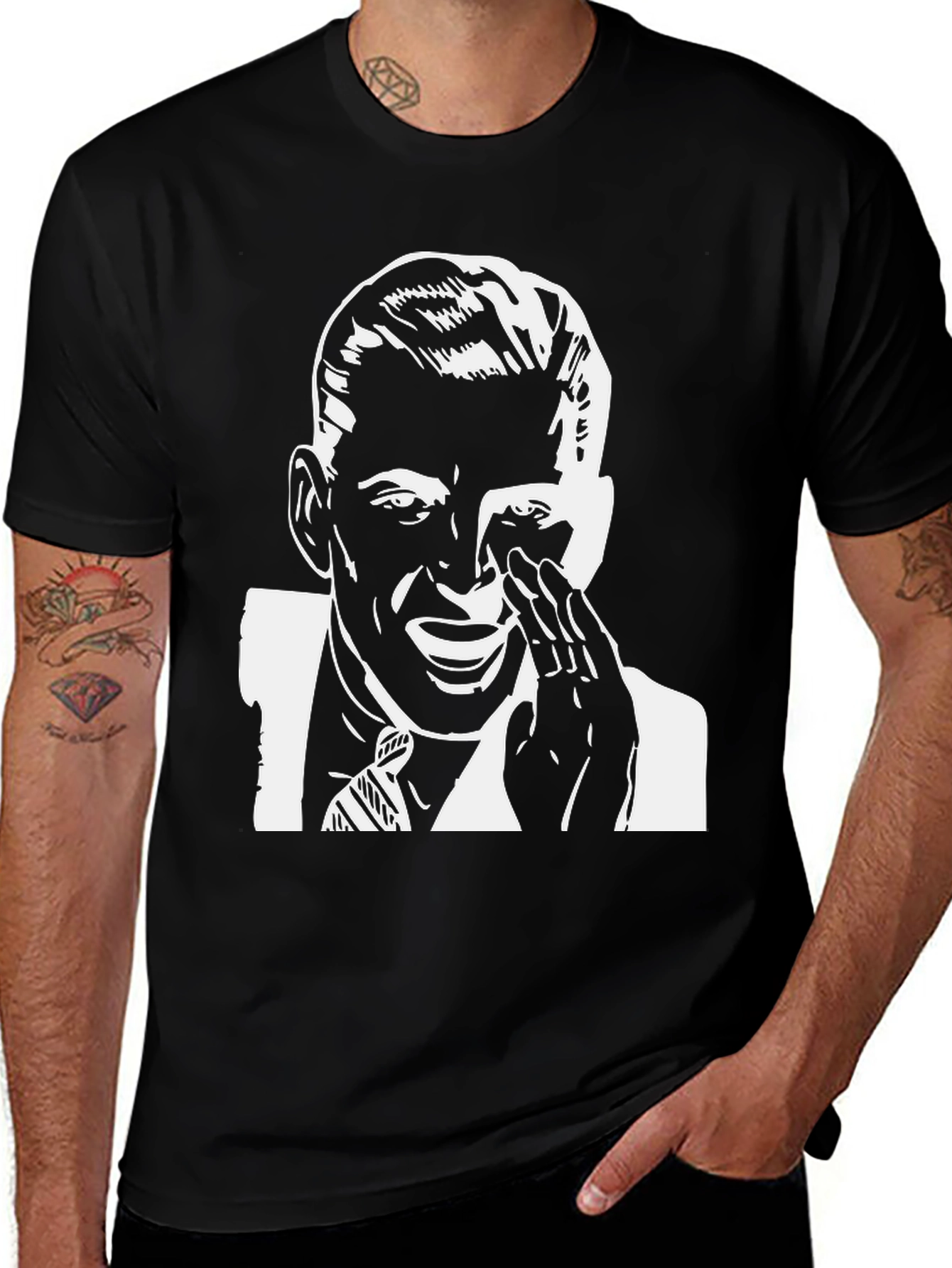 Variant 8 of Retro Black T-Shirt with Crying Man Graphic