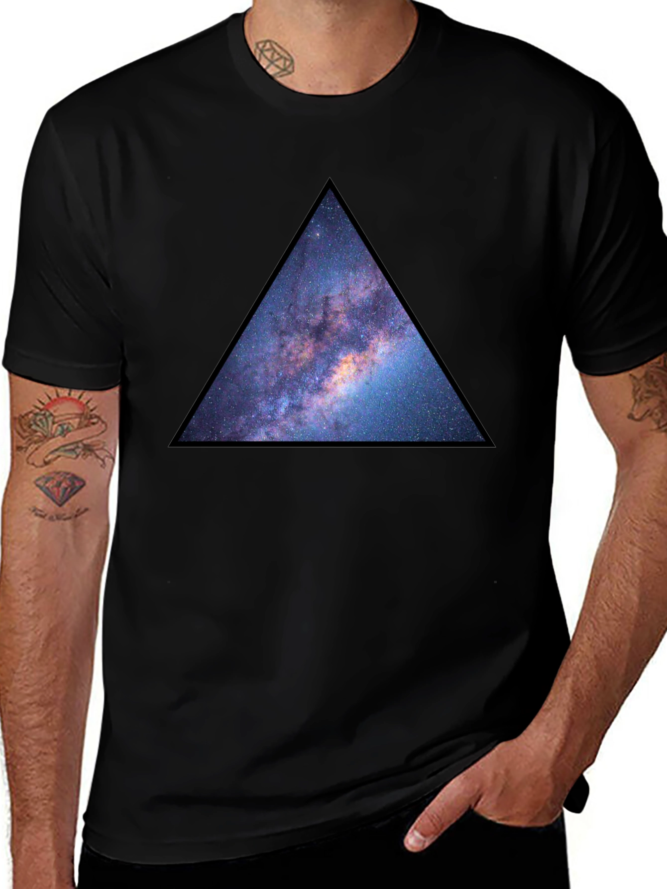 Variant 29 of Galaxy Triangle Graphic Tee - Modern Black T-Shirt