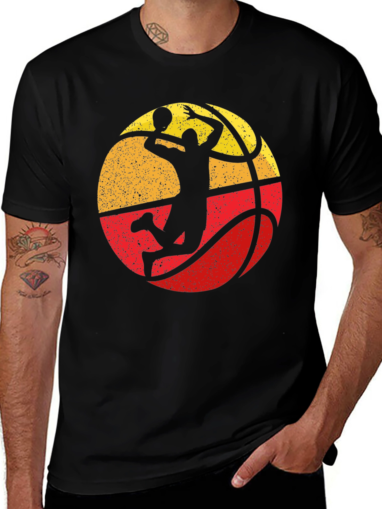 Variant 21 of Vintage Basketball Player Graphic Tee - Black