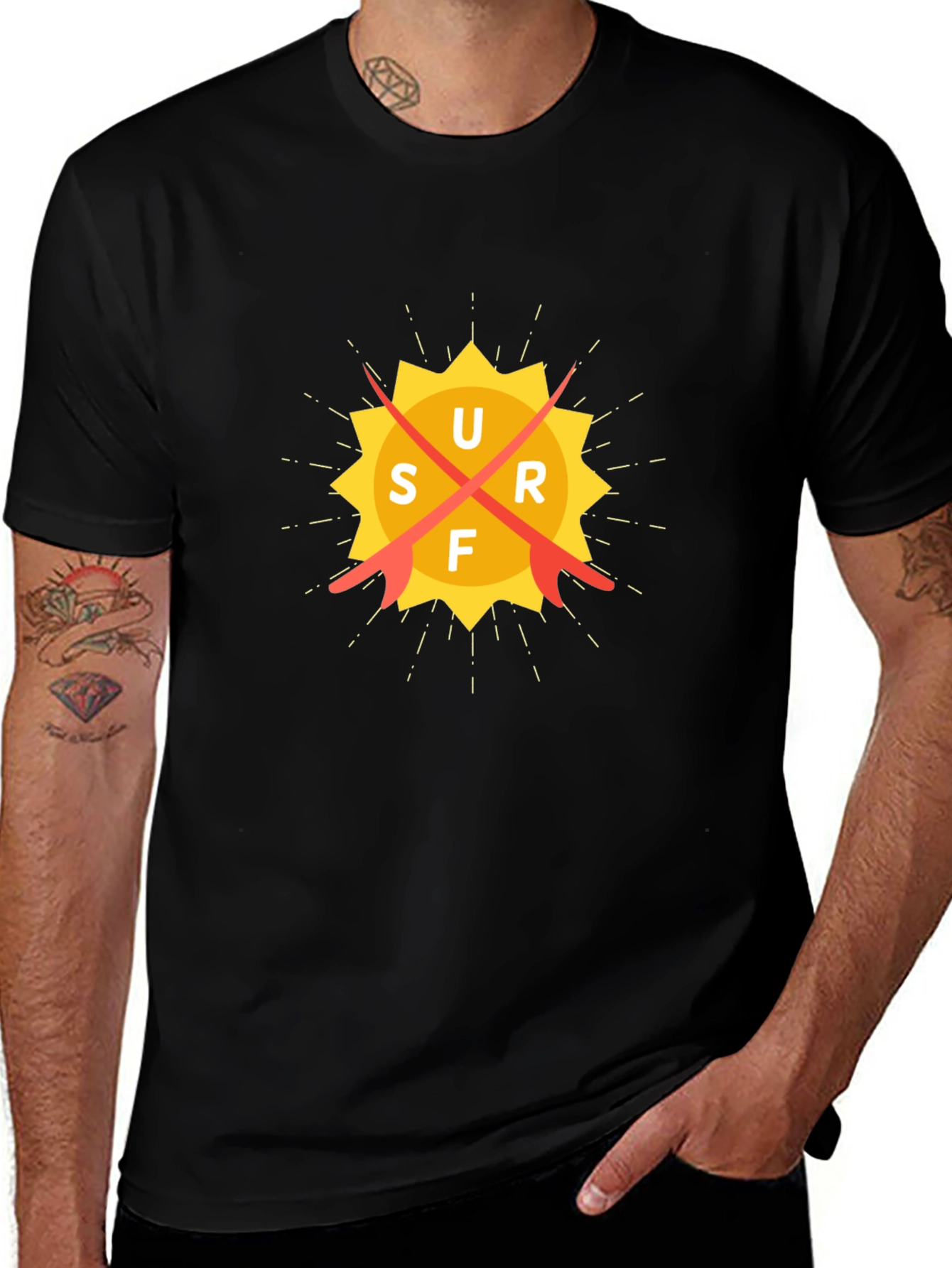 Variant 23 of Surf Sun Graphic Tee - Black
