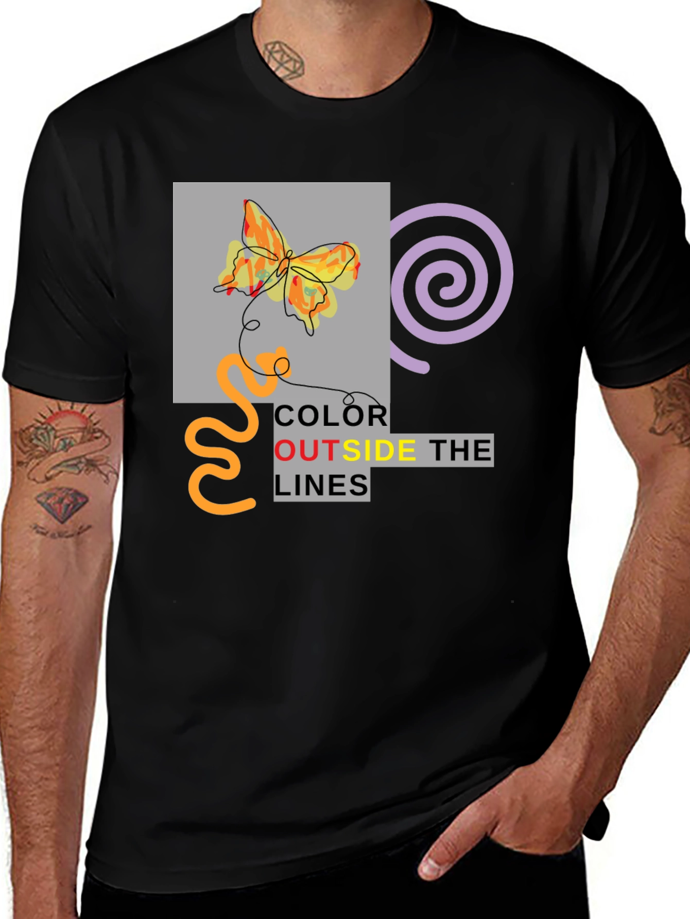Variant 17 of Creative Butterfly Graphic Tee - Color Outside the Lines
