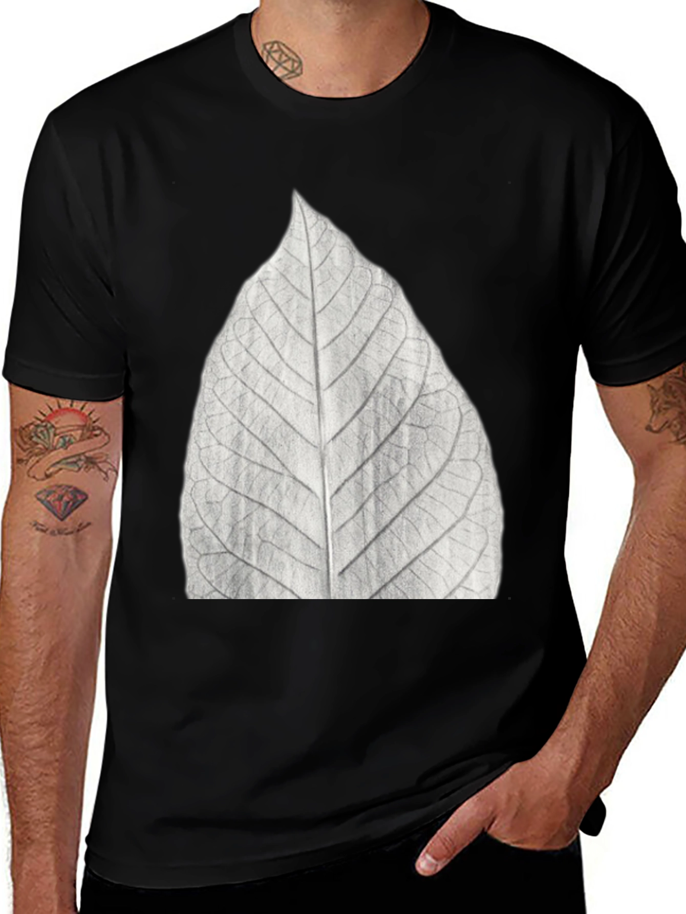 Variant 25 of Monochrome Leaf Graphic T-Shirt - Nature Inspired