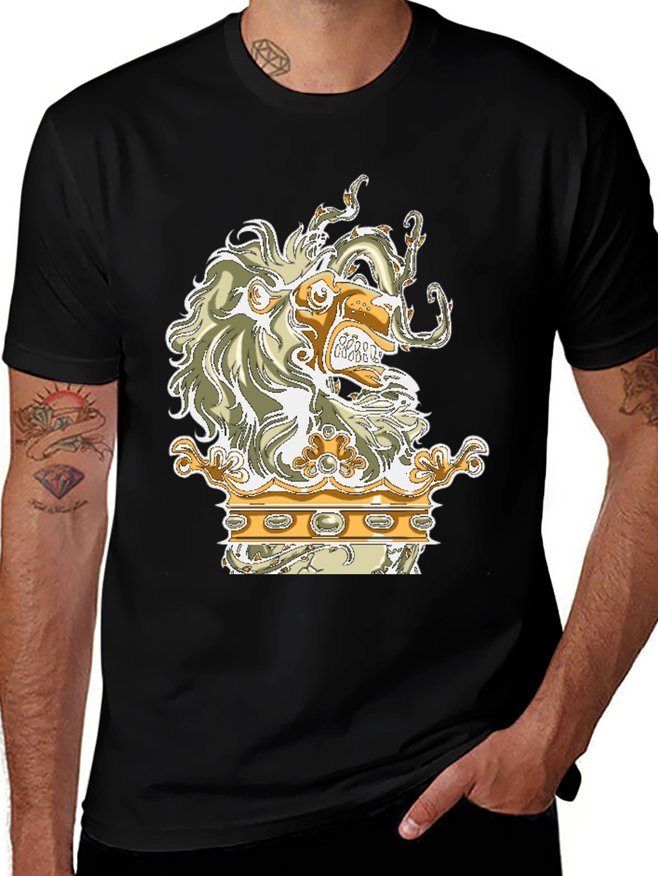 Variant 8 of Lion Crown Graphic Black T-Shirt