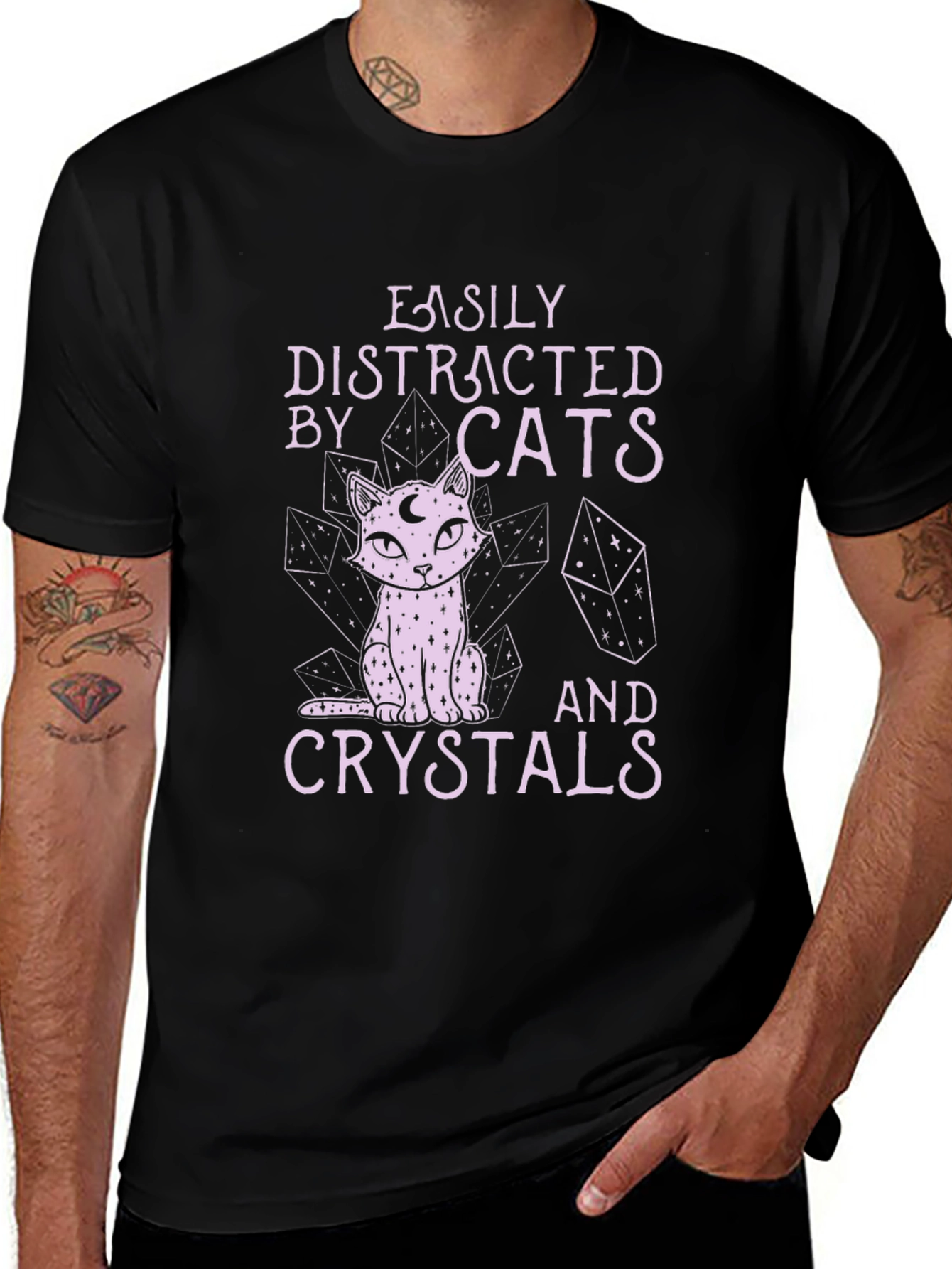 Variant 29 of Easily Distracted by Cats and Crystals T-Shirt