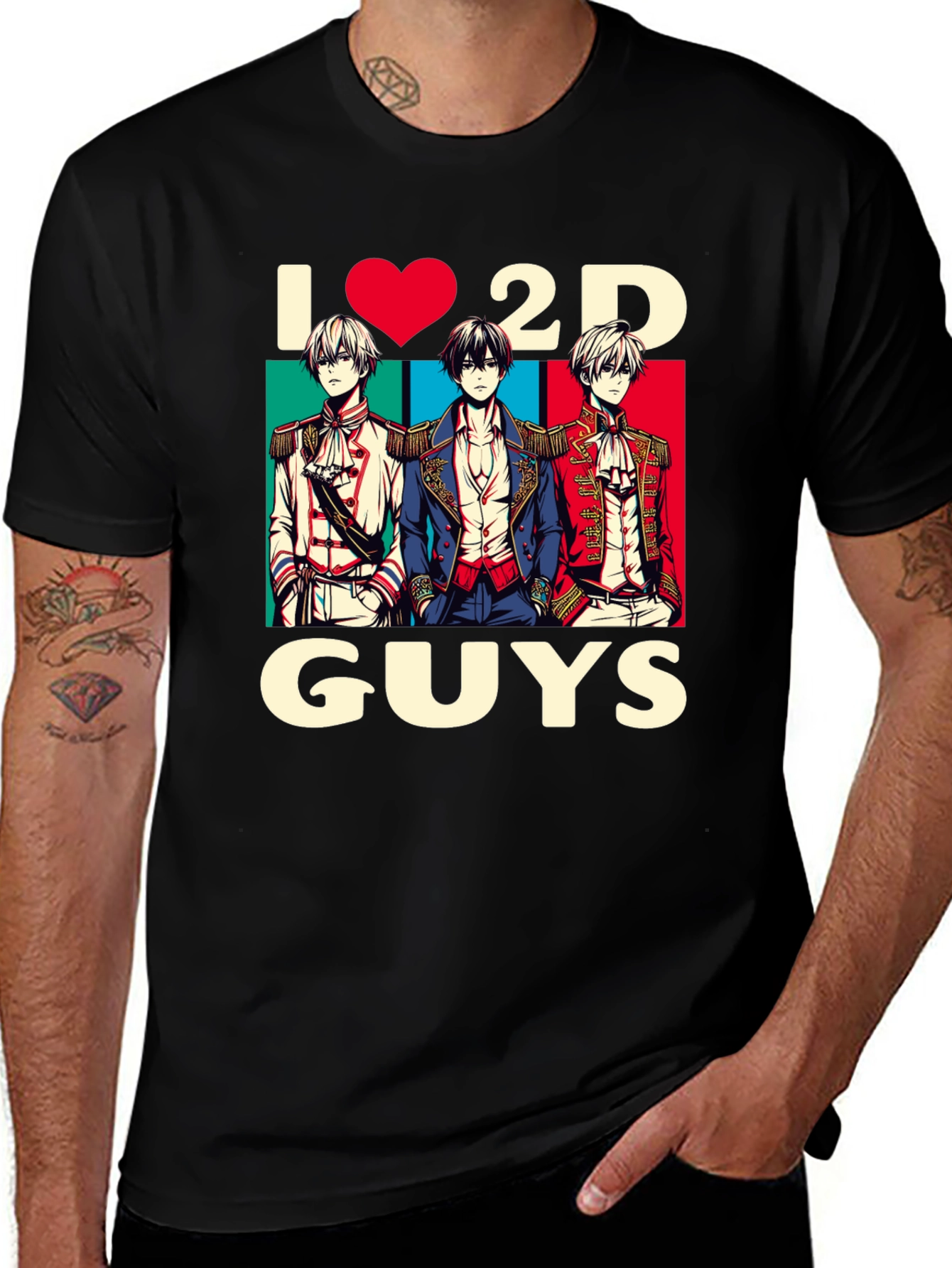 Variant 12 of I Heart 2D Guys Anime T-Shirt