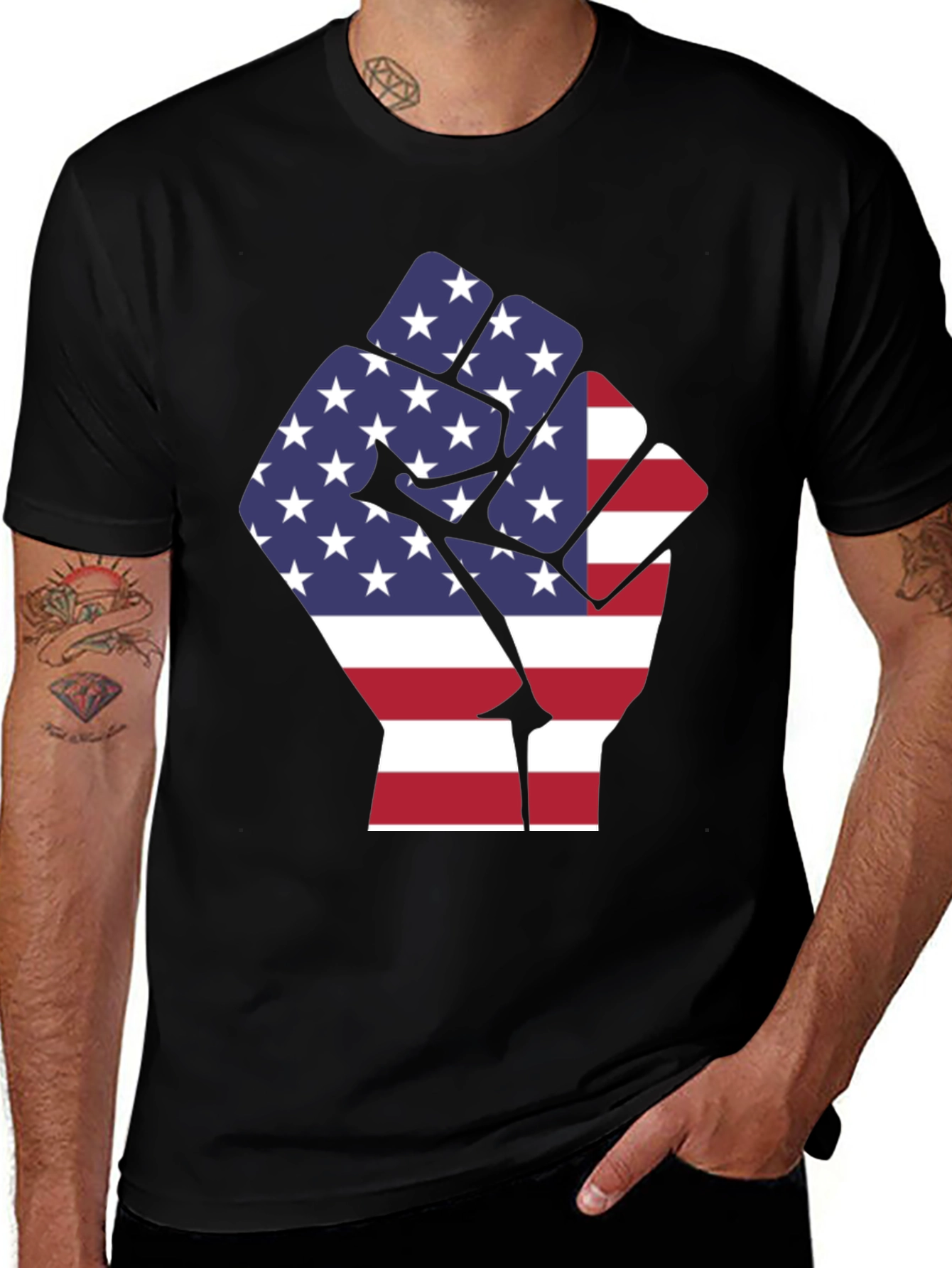 Variant 23 of American Flag Fist Graphic T-Shirt