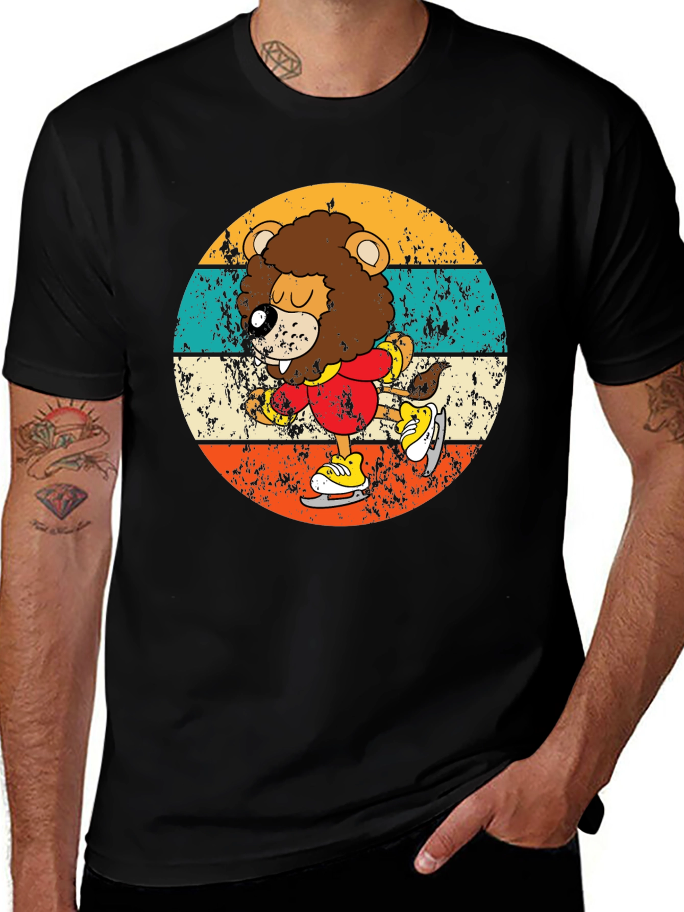 Variant 6 of Retro Lion Ice Skating T-Shirt