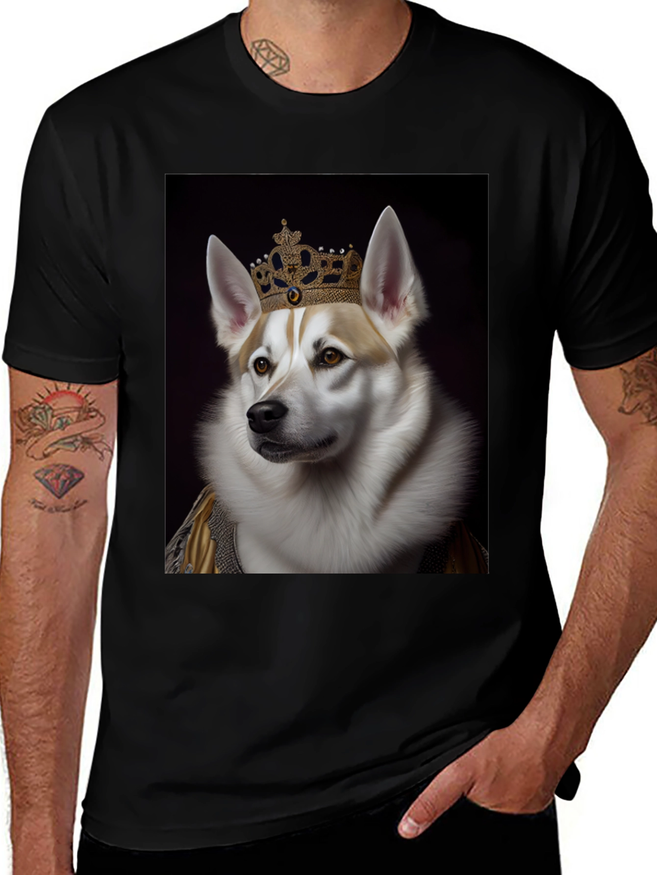 Variant 27 of Regal Dog Graphic Tee - Black Cotton T-Shirt