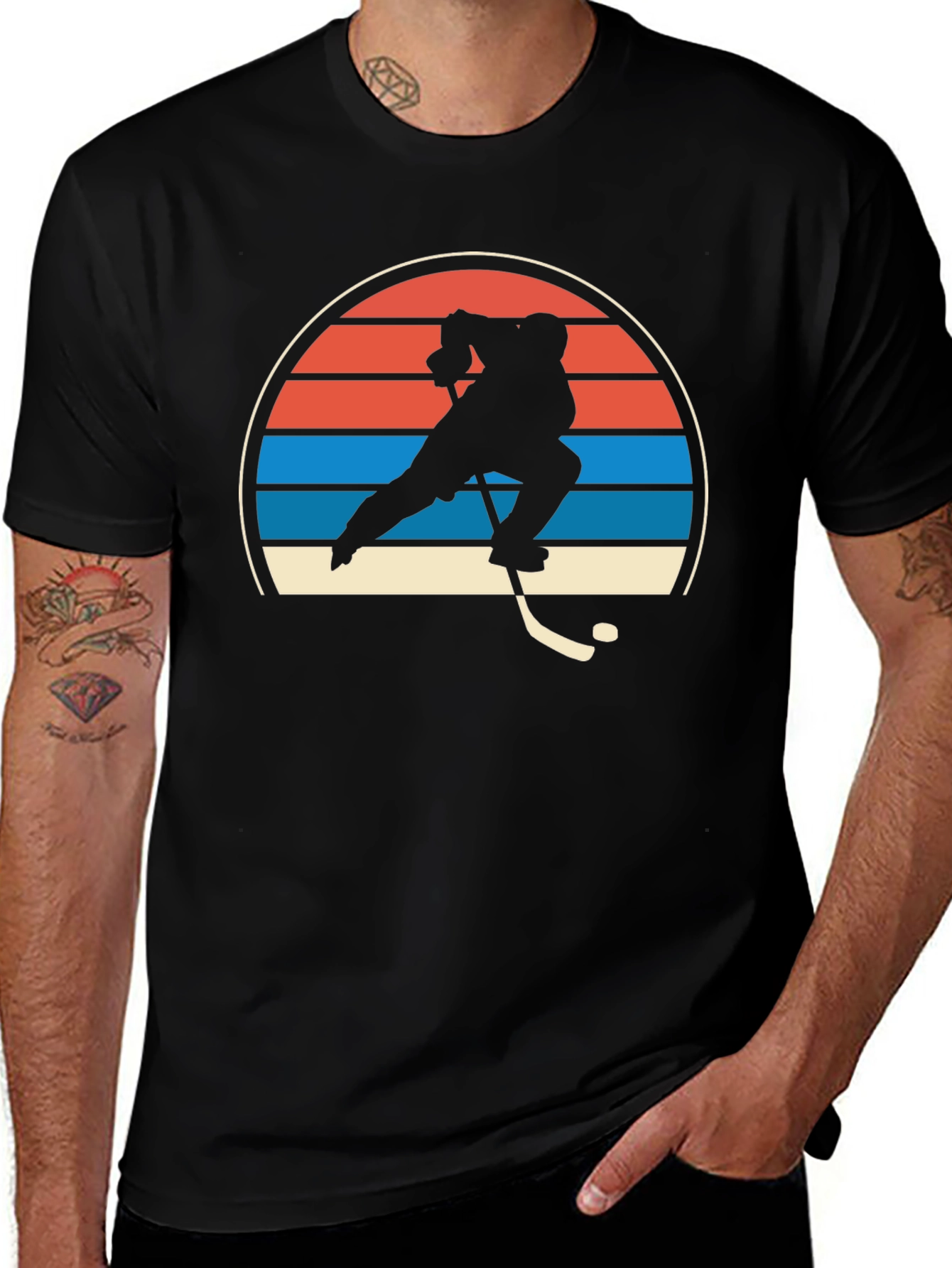 Variant 18 of Retro Hockey Player Graphic T-Shirt