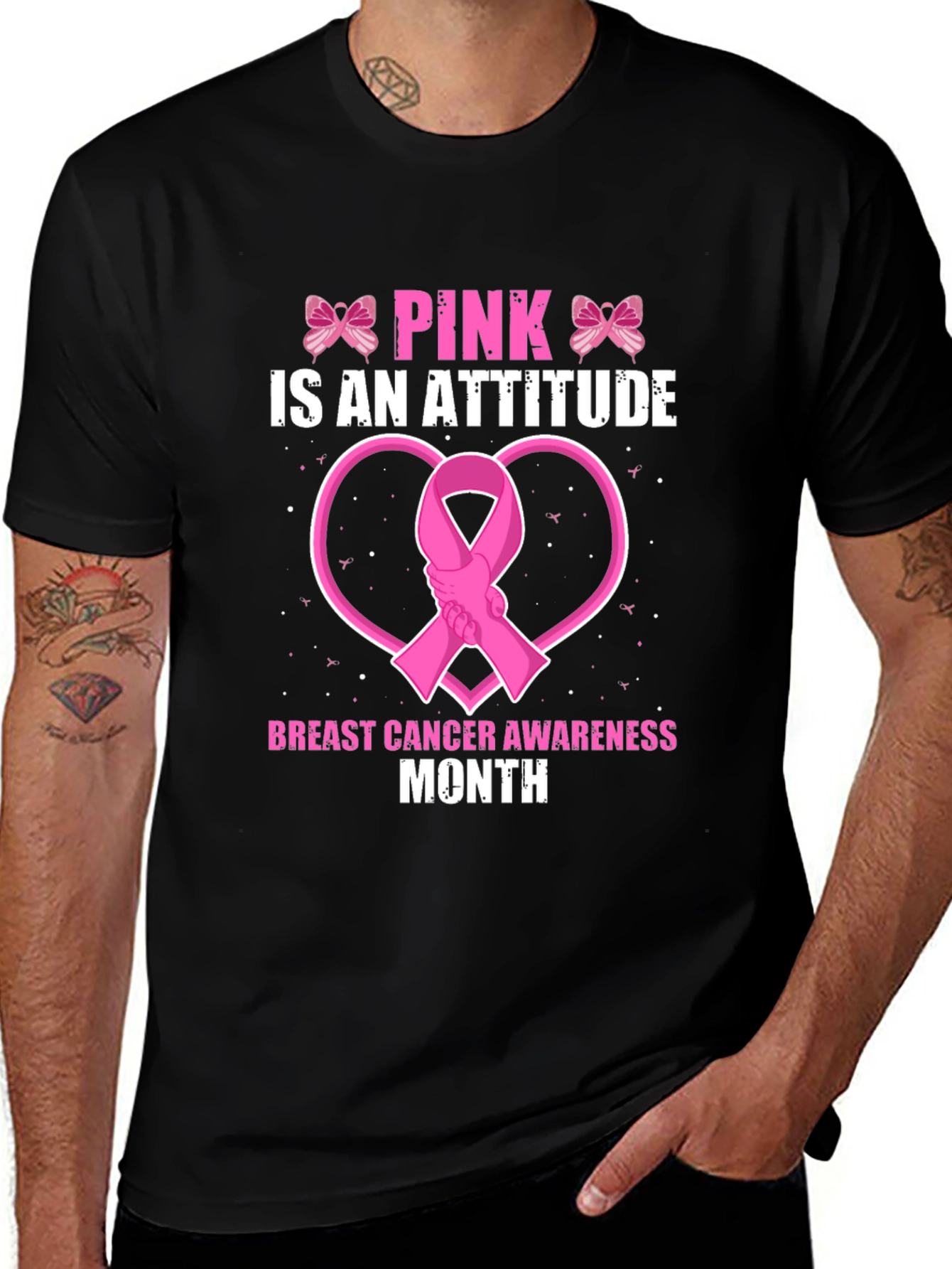 Variant 10 of Pink is an Attitude Breast Cancer Awareness T-Shirt