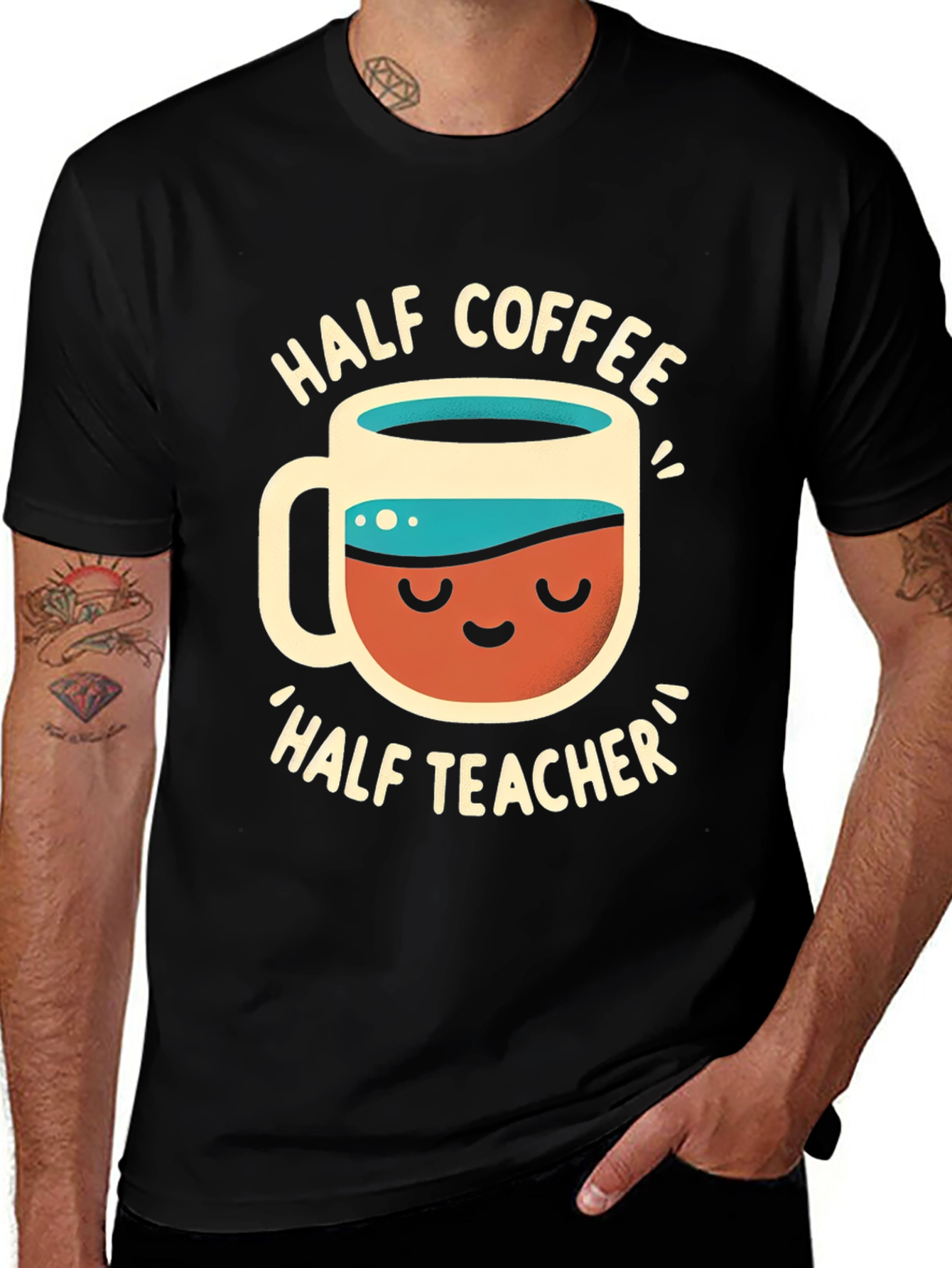 Variant 19 of Half Coffee Half Teacher Graphic T-Shirt