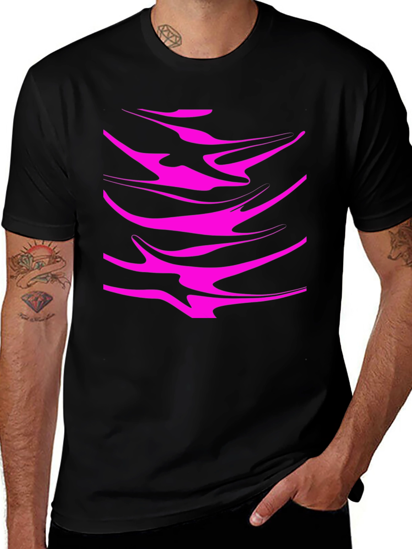 Variant 21 of Abstract Pink Graphic Black T-Shirt