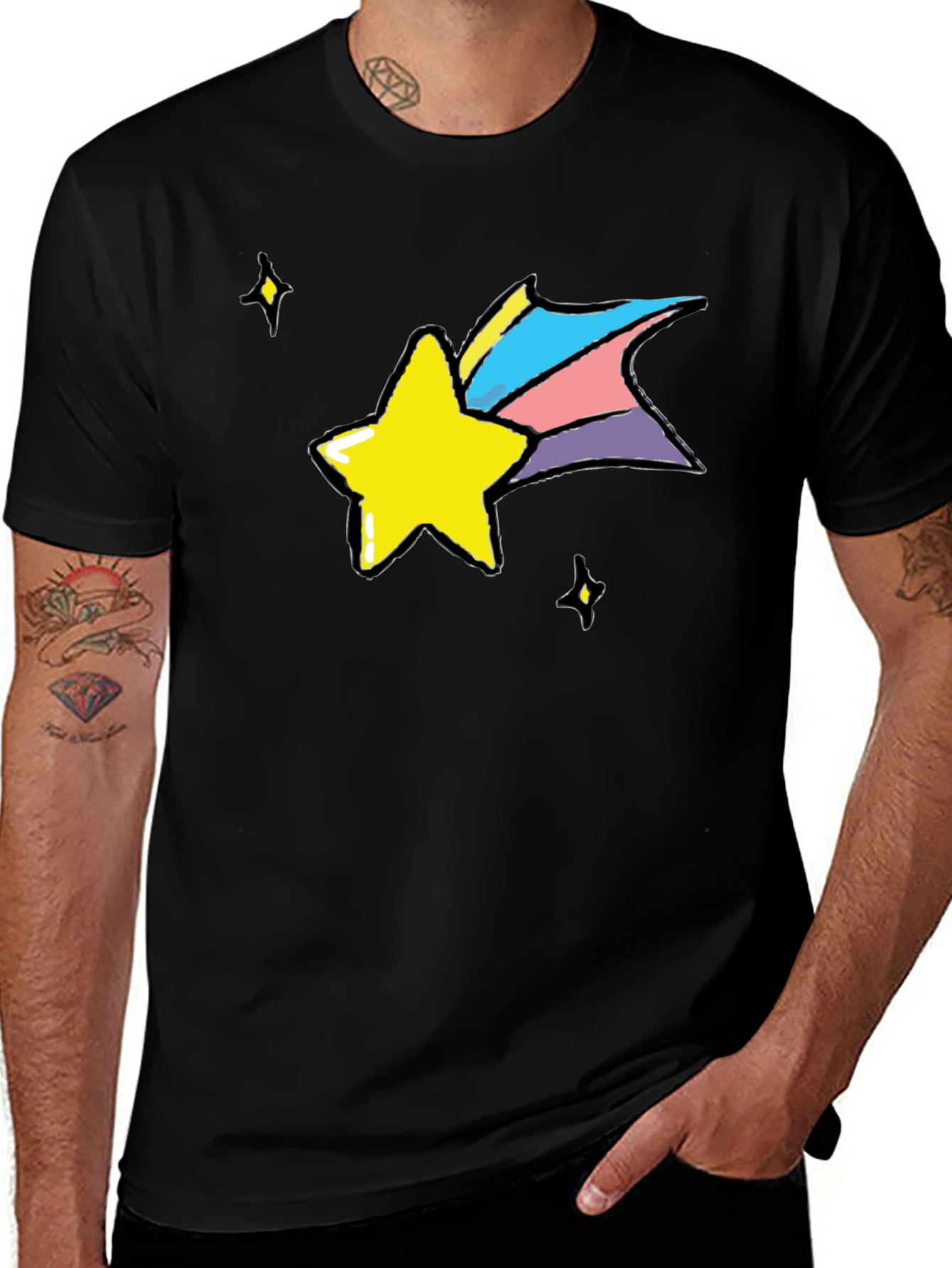 Variant 26 of Shooting Star Graphic Black T-Shirt