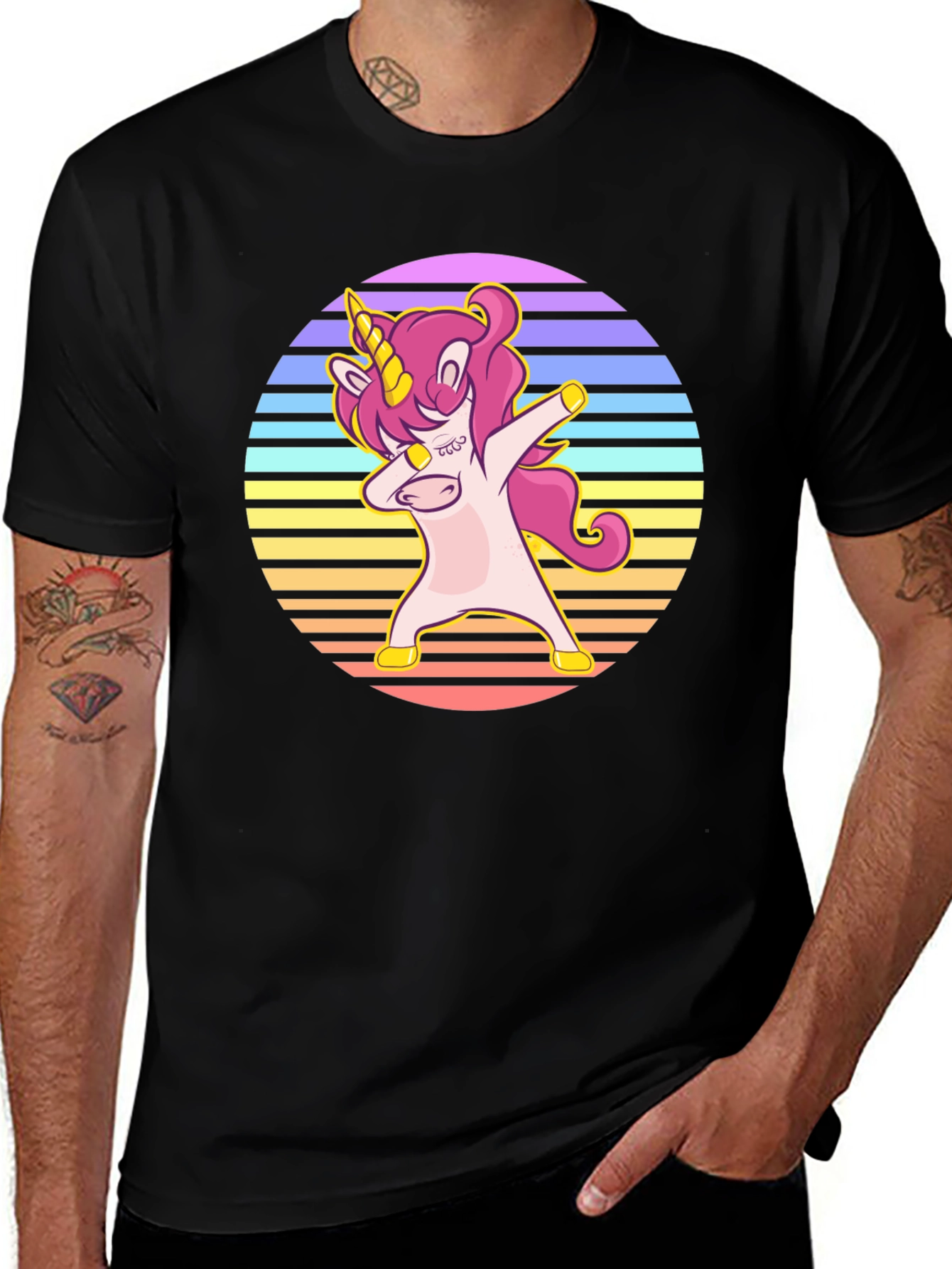 Variant 29 of Unicorn Dabbing Graphic Tee - Black T-Shirt