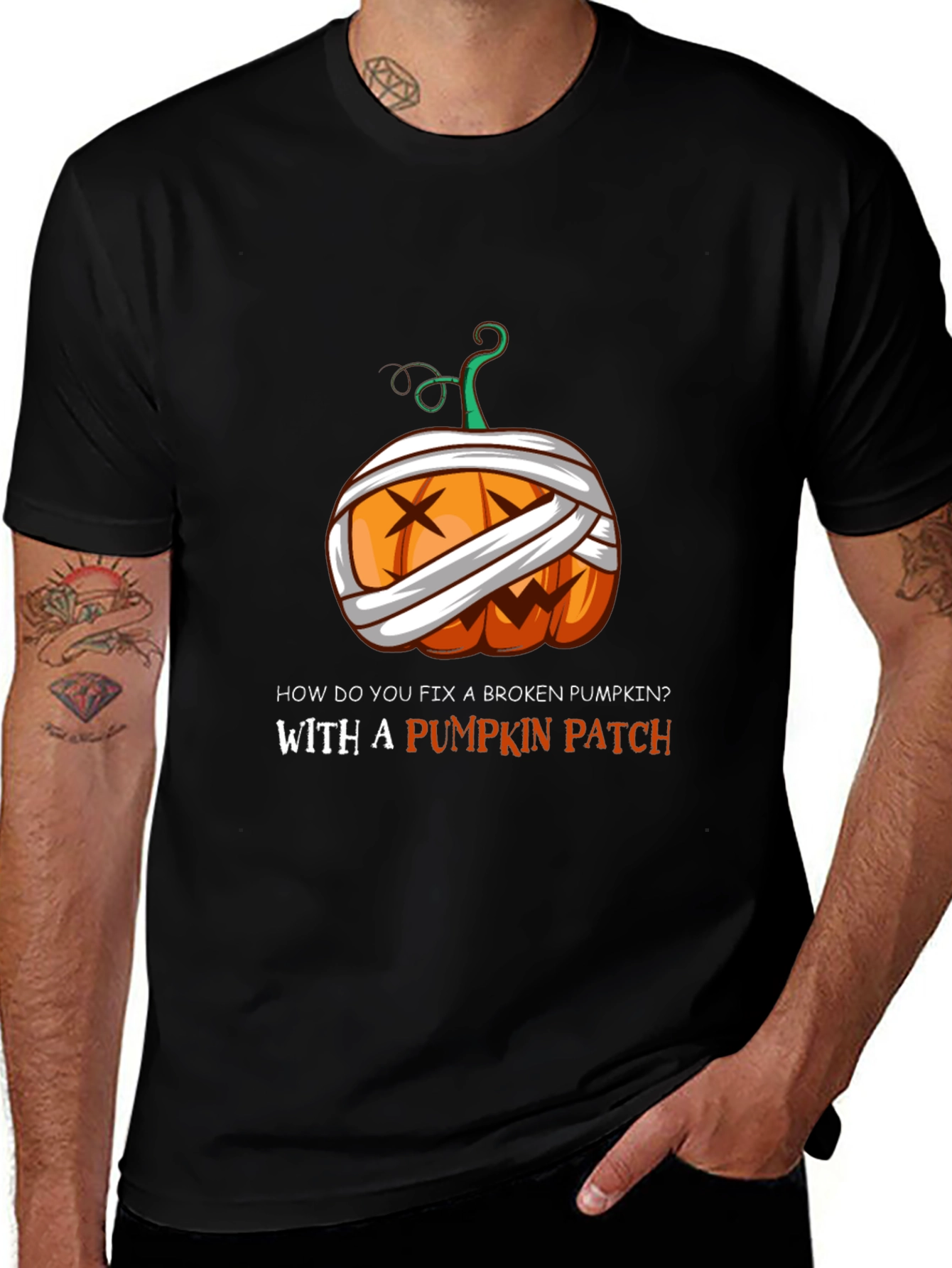 Broken Pumpkin Patch T-Shirt - Halloween Humor