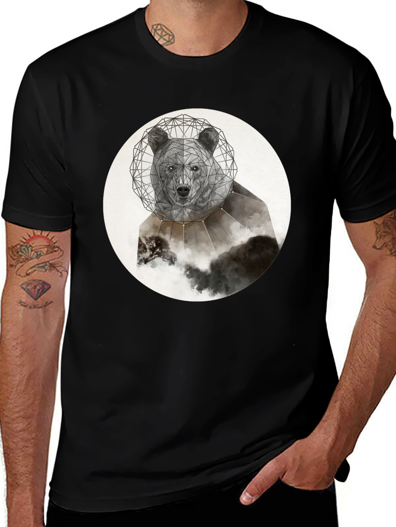Variant 21 of Geometric Bear T-Shirt - Abstract Animal Design