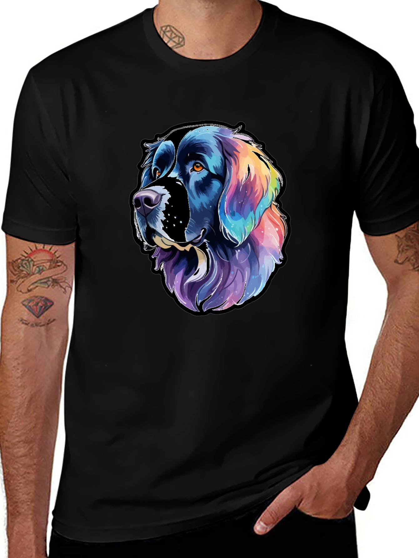Variant 16 of Rainbow Dog Graphic T-Shirt - Black