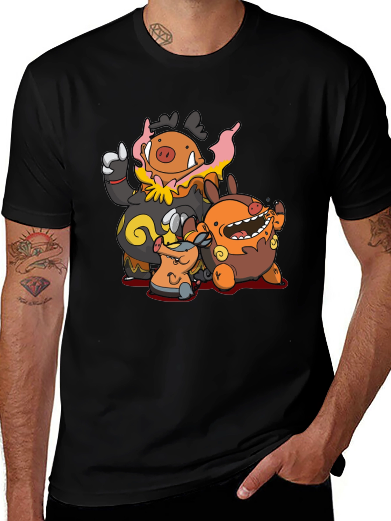 Pokemon Tepig Evolution Line T-Shirt - Black