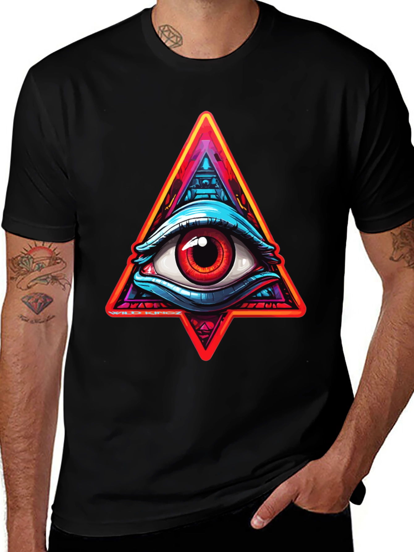 Variant 14 of All Seeing Eye Graphic T-Shirt - Men's Black Tee