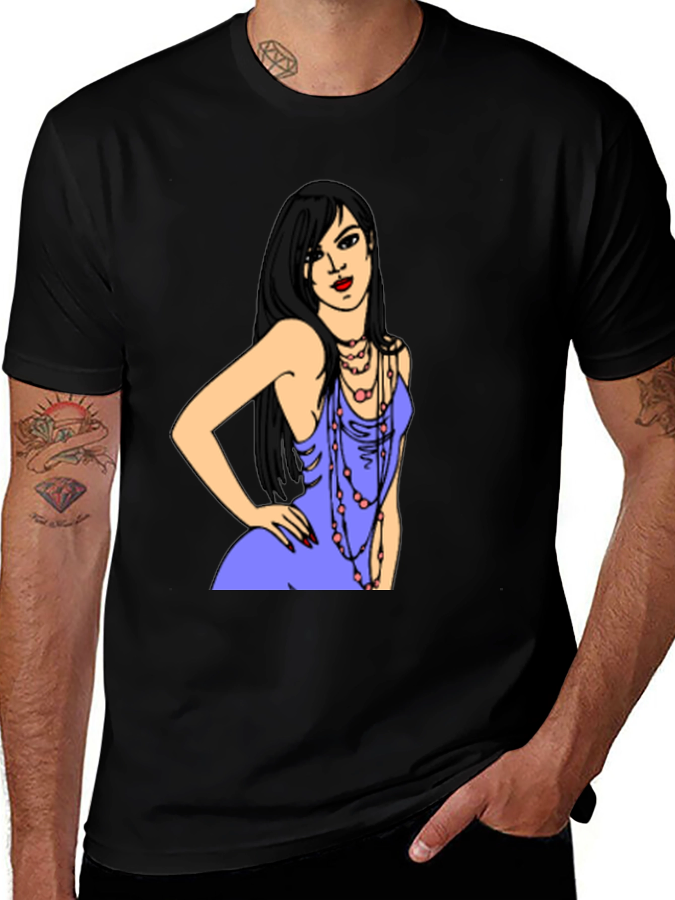 Variant 27 of Woman Portrait Graphic Tee - Black