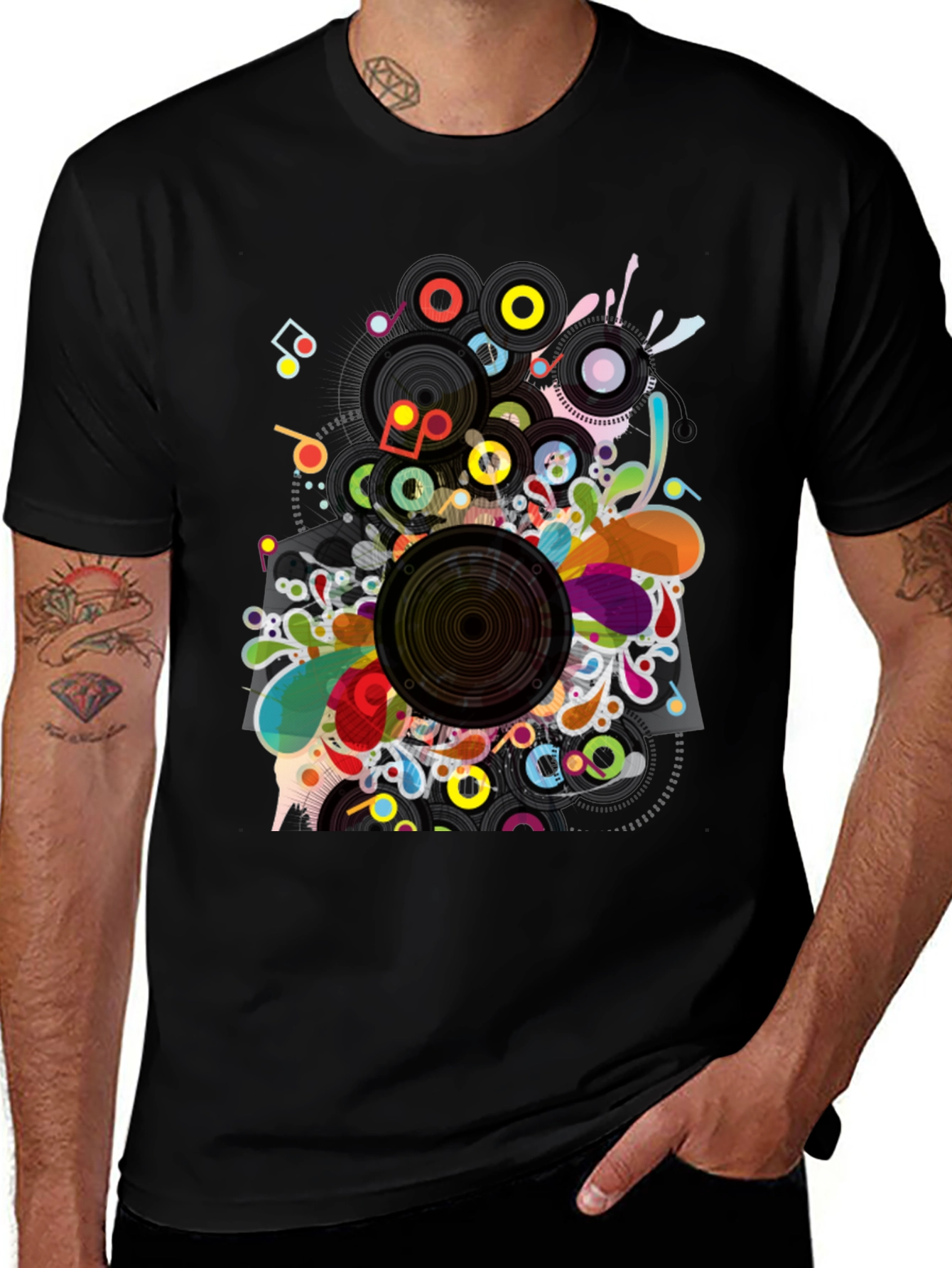 Variant 2 of Groovy Soundwave Graphic Tee - Music Lover's Black T-Shirt