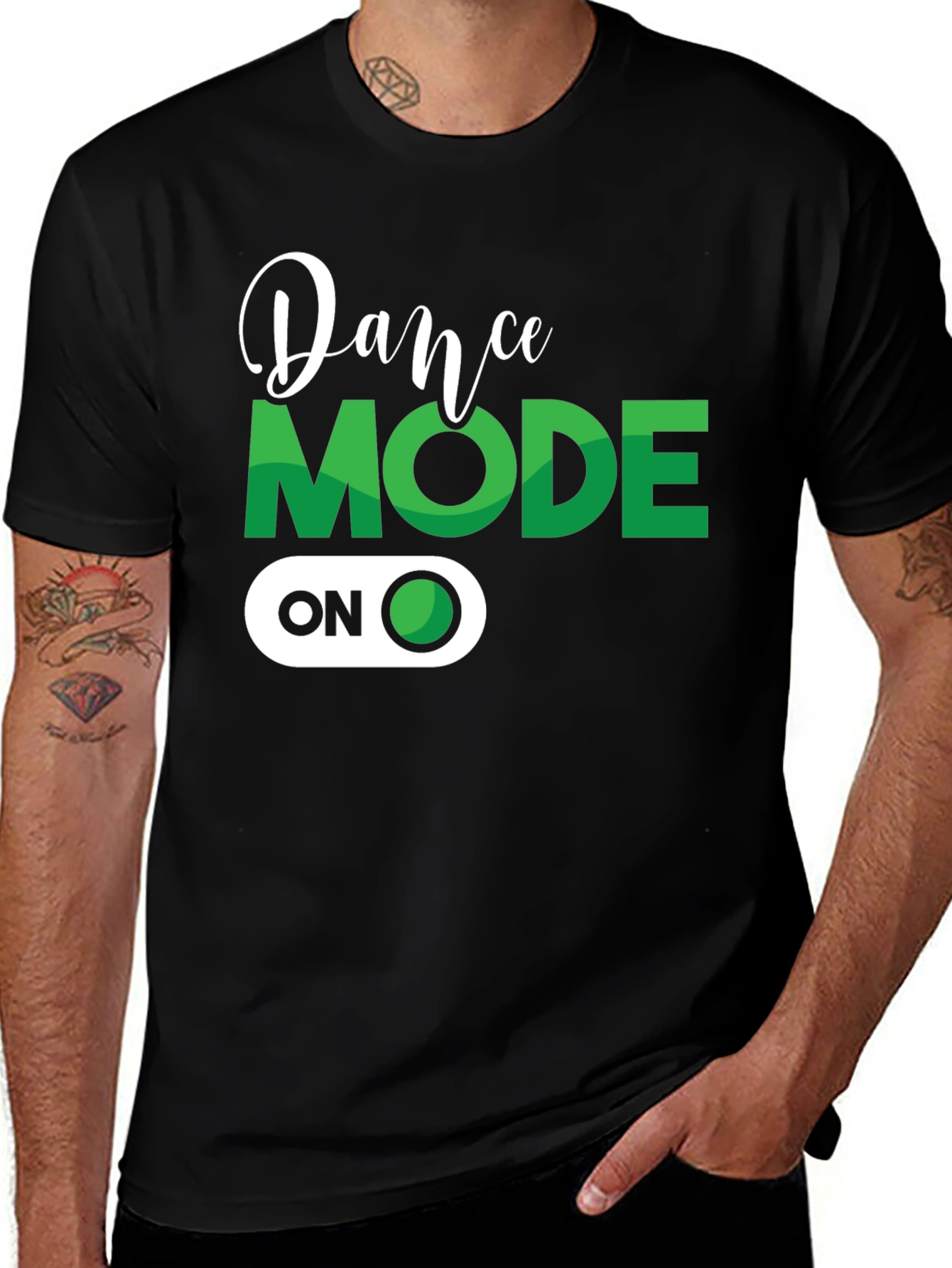 Variant 23 of Dance Mode ON Black Graphic Tee