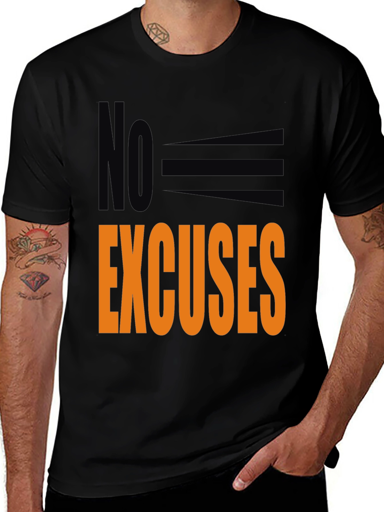 Variant 3 of No Excuses Black Graphic Tee - Motivational Shirt