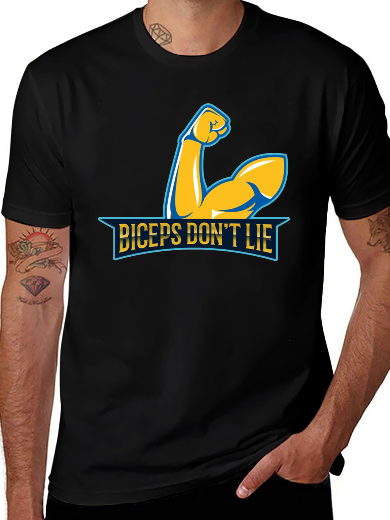 Variant 5 of Biceps Don't Lie Graphic Tee - Bodybuilding Fitness Shirt