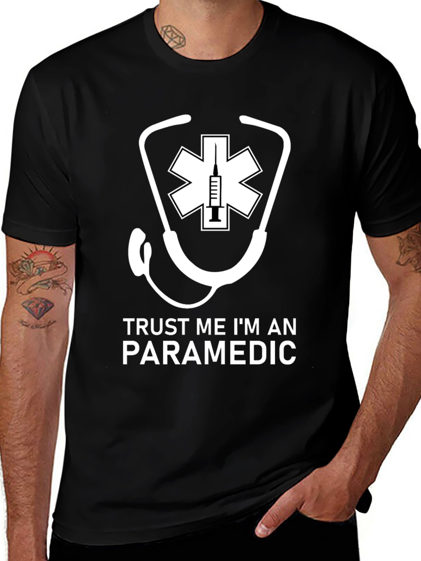 Variant 18 of Paramedic Stethoscope Graphic T-Shirt - Trust Me
