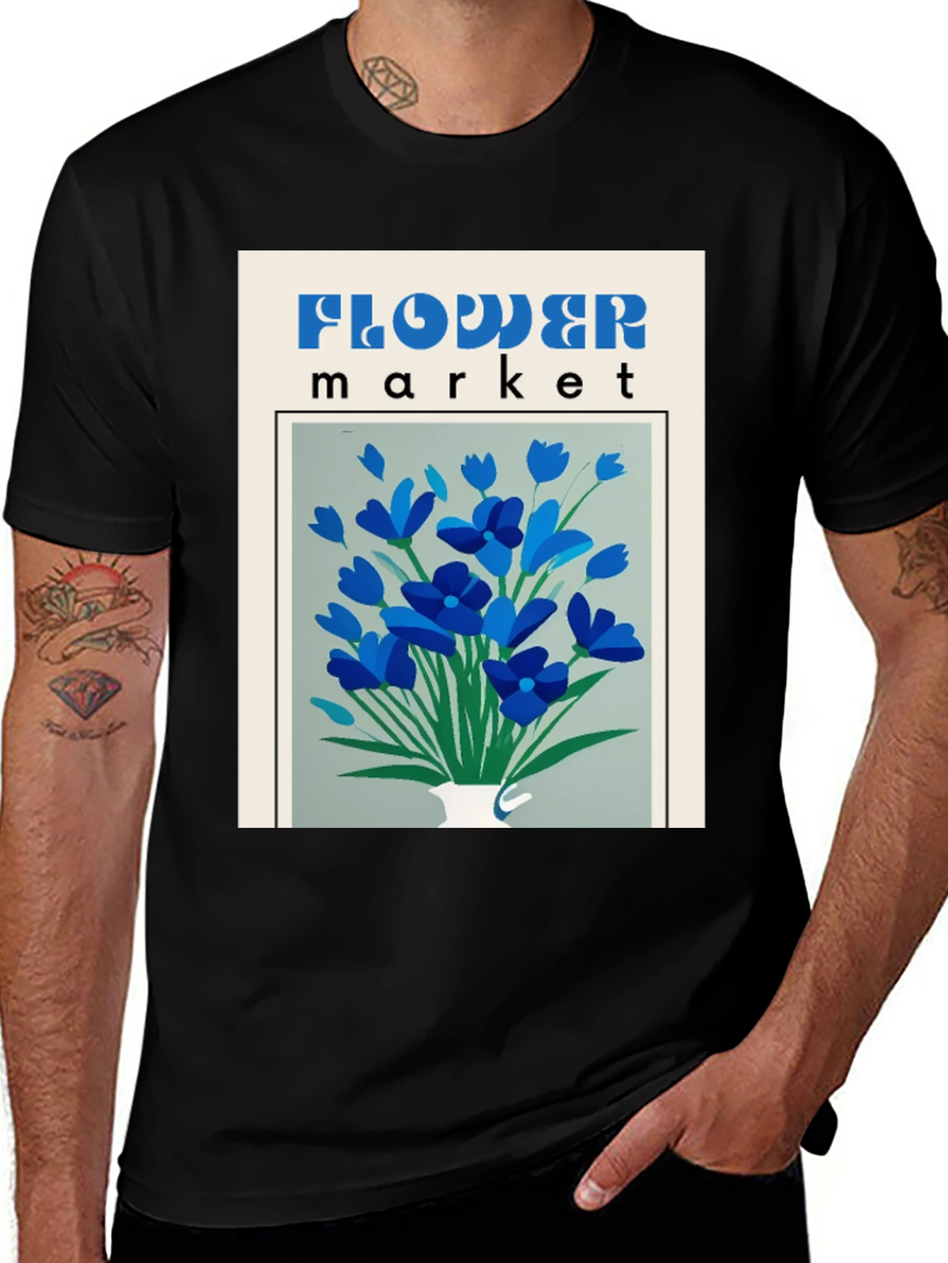Variant 12 of Flower Market Graphic Tee - Vintage Inspired Floral Shirt