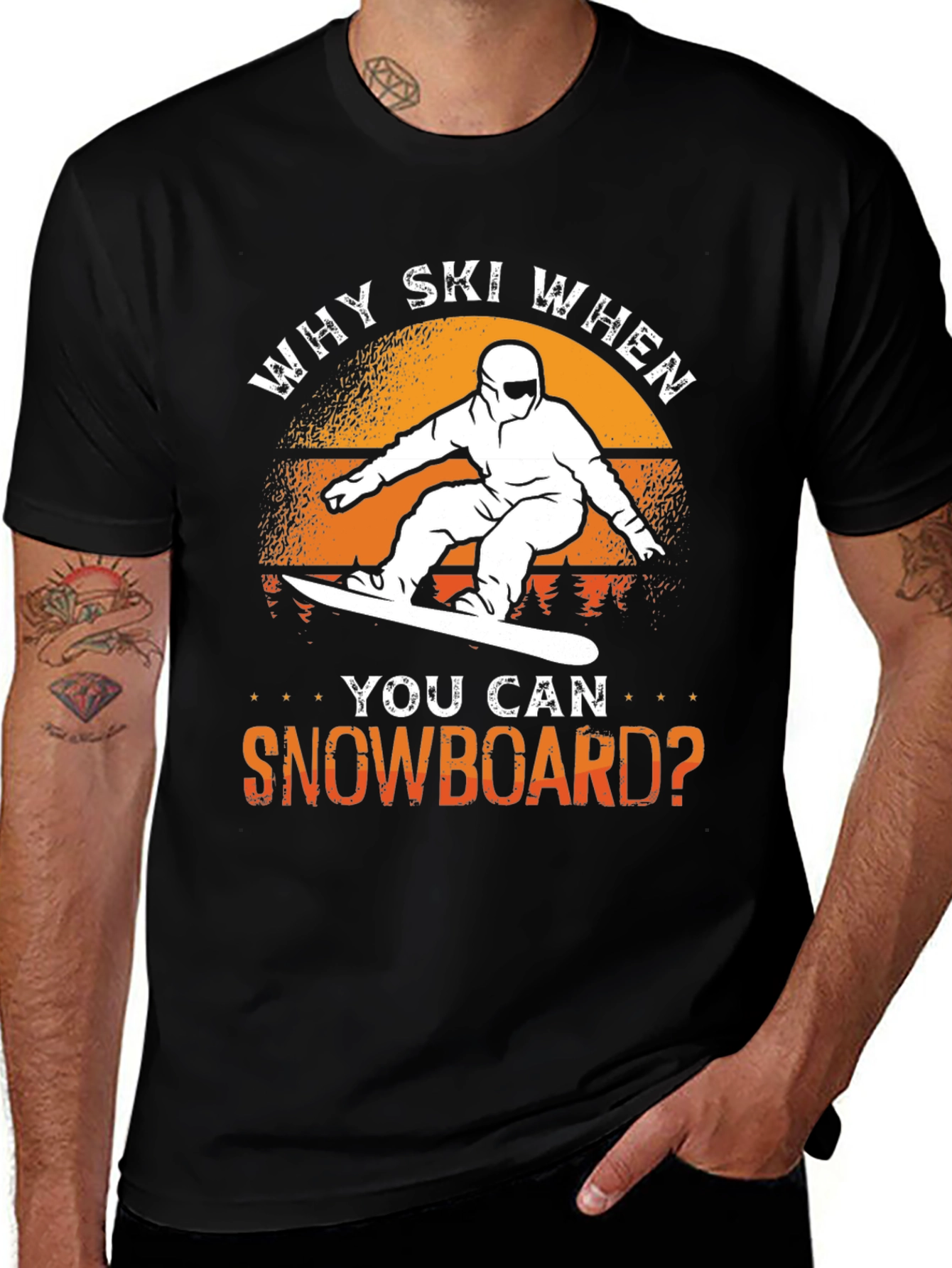 Variant 26 of Why Ski? Snowboard T-Shirt - Unique Design