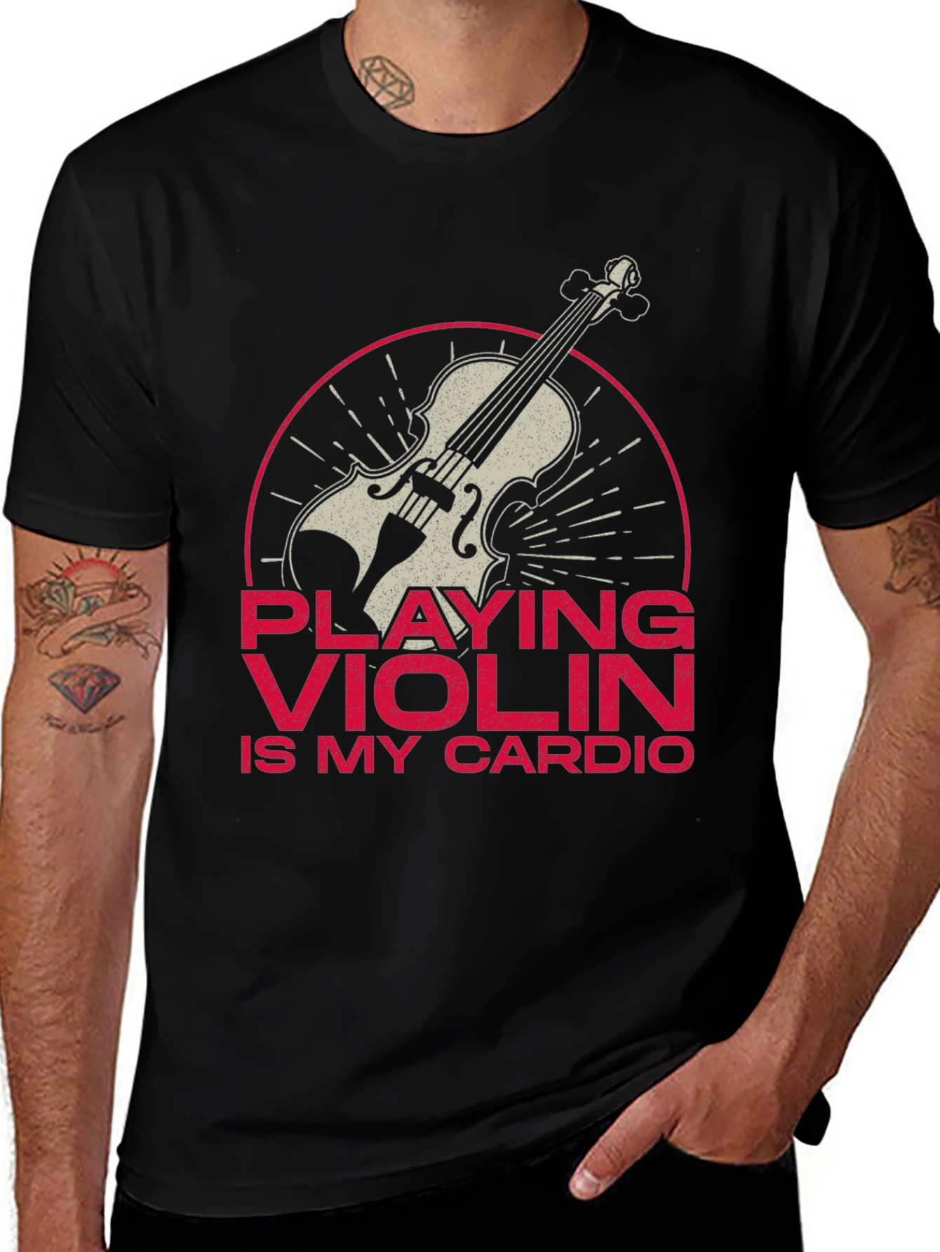 Variant 3 of Violin Cardio T-Shirt - Musician Gift