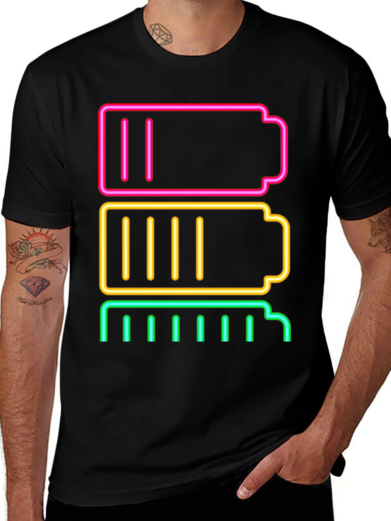 Variant 5 of Neon Battery Graphic Tee - Fun & Electric!