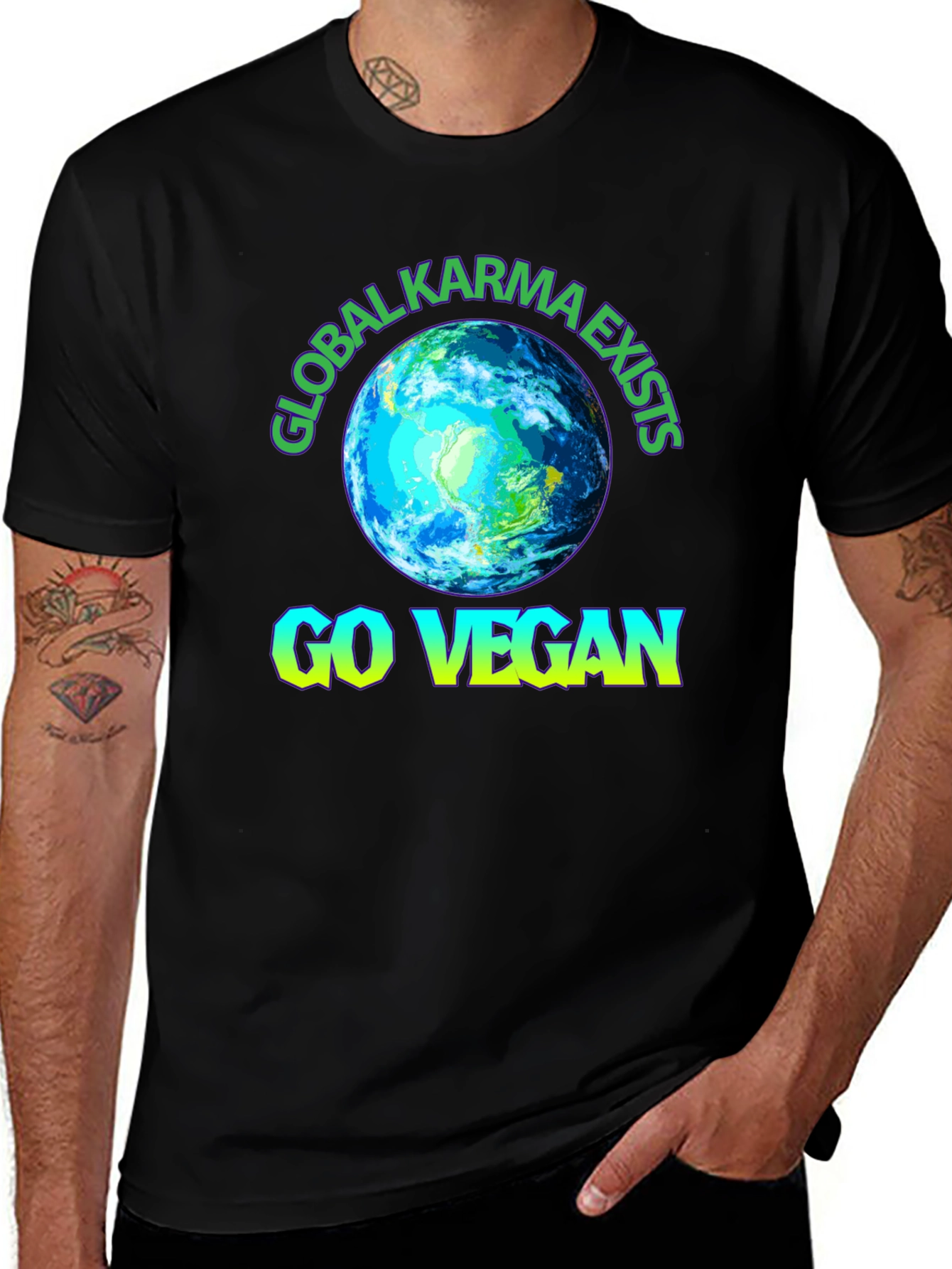 Variant 8 of Global Karma Exists Go Vegan Graphic T-Shirt