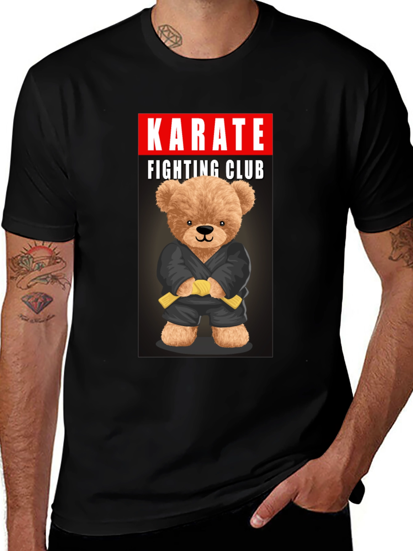 Variant 26 of Karate Bear Fighting Club Black T-Shirt