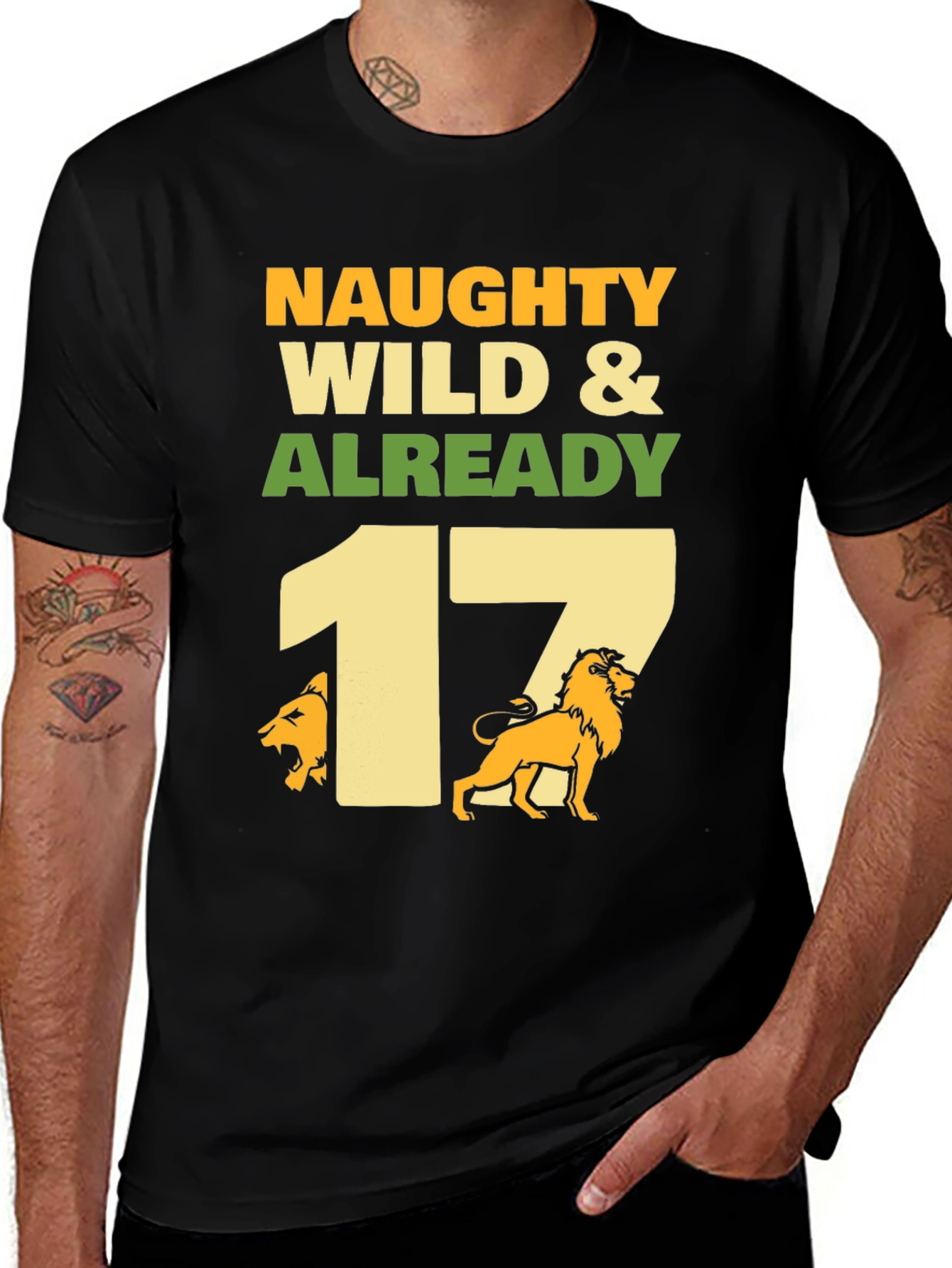 Variant 7 of Naughty Wild 17th Birthday Lion Graphic Tee