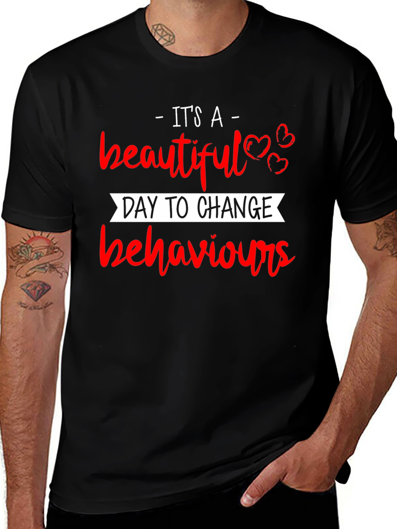 Variant 30 of Beautiful Day Change Behaviors Black T-Shirt