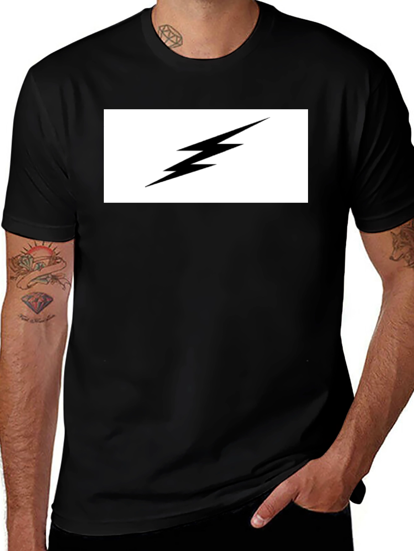 Variant 6 of Lightning Bolt Graphic Tee - Black Cotton T-Shirt