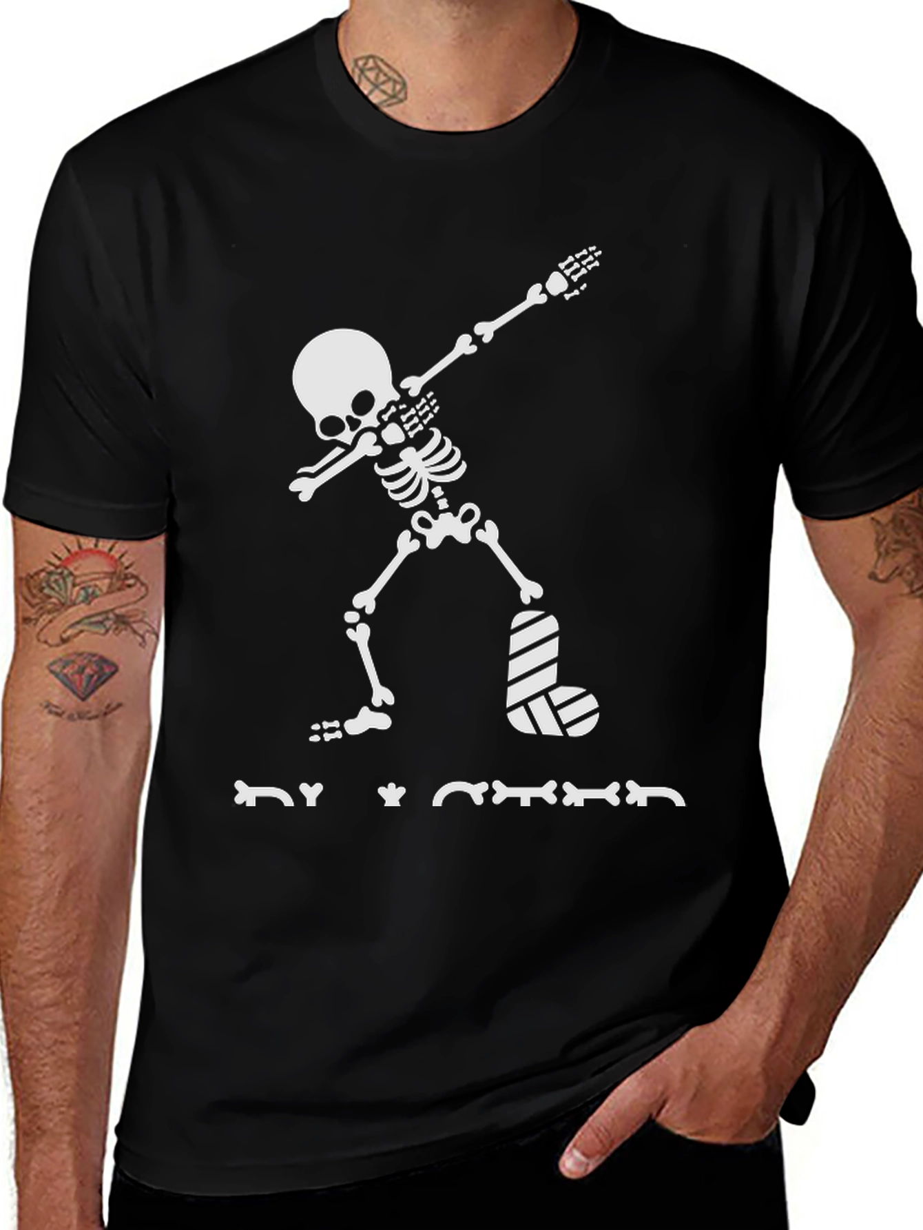 Variant 13 of Dabbing Skeleton T-Shirt Broken Leg Halloween
