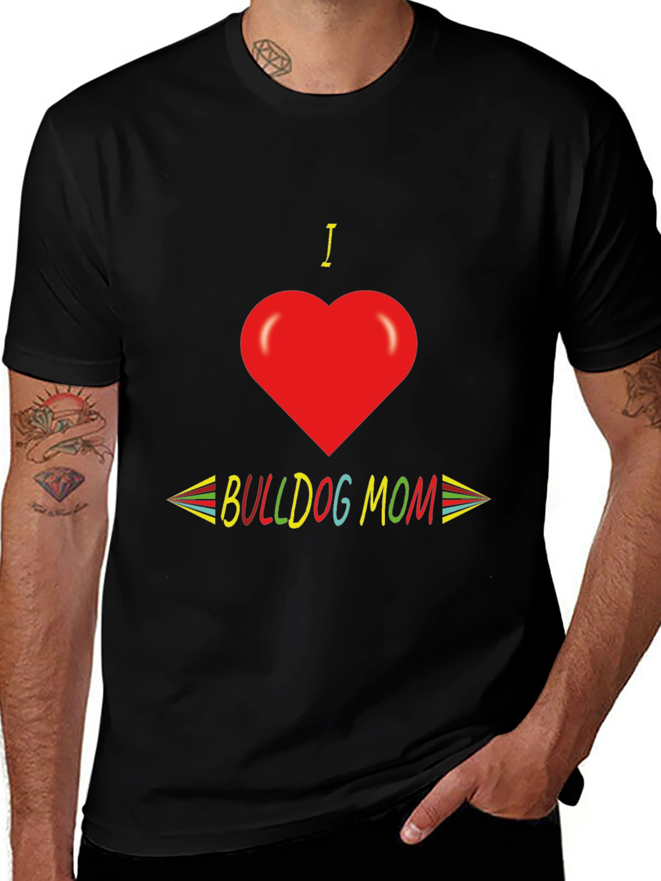 Variant 26 of I Heart Bulldog Mom Black Graphic Tee