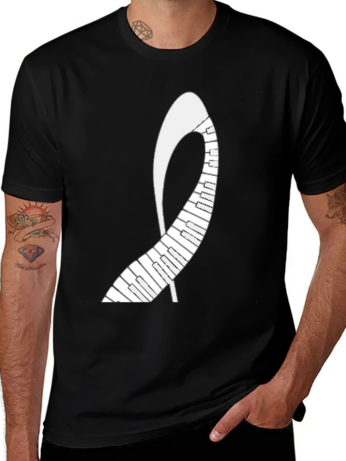 Variant 20 of Piano Keys Abstract Graphic Tee - Black Unisex T-Shirt