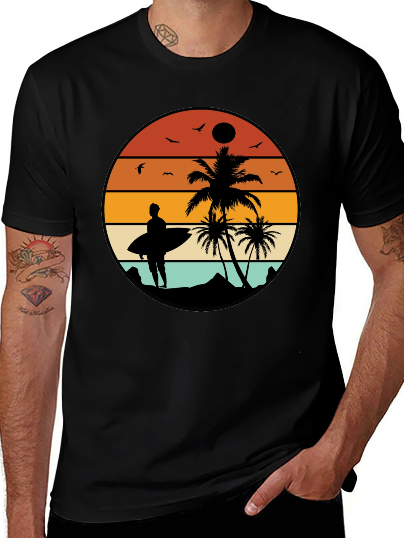 Variant 24 of Retro Sunset Surfer T-Shirt