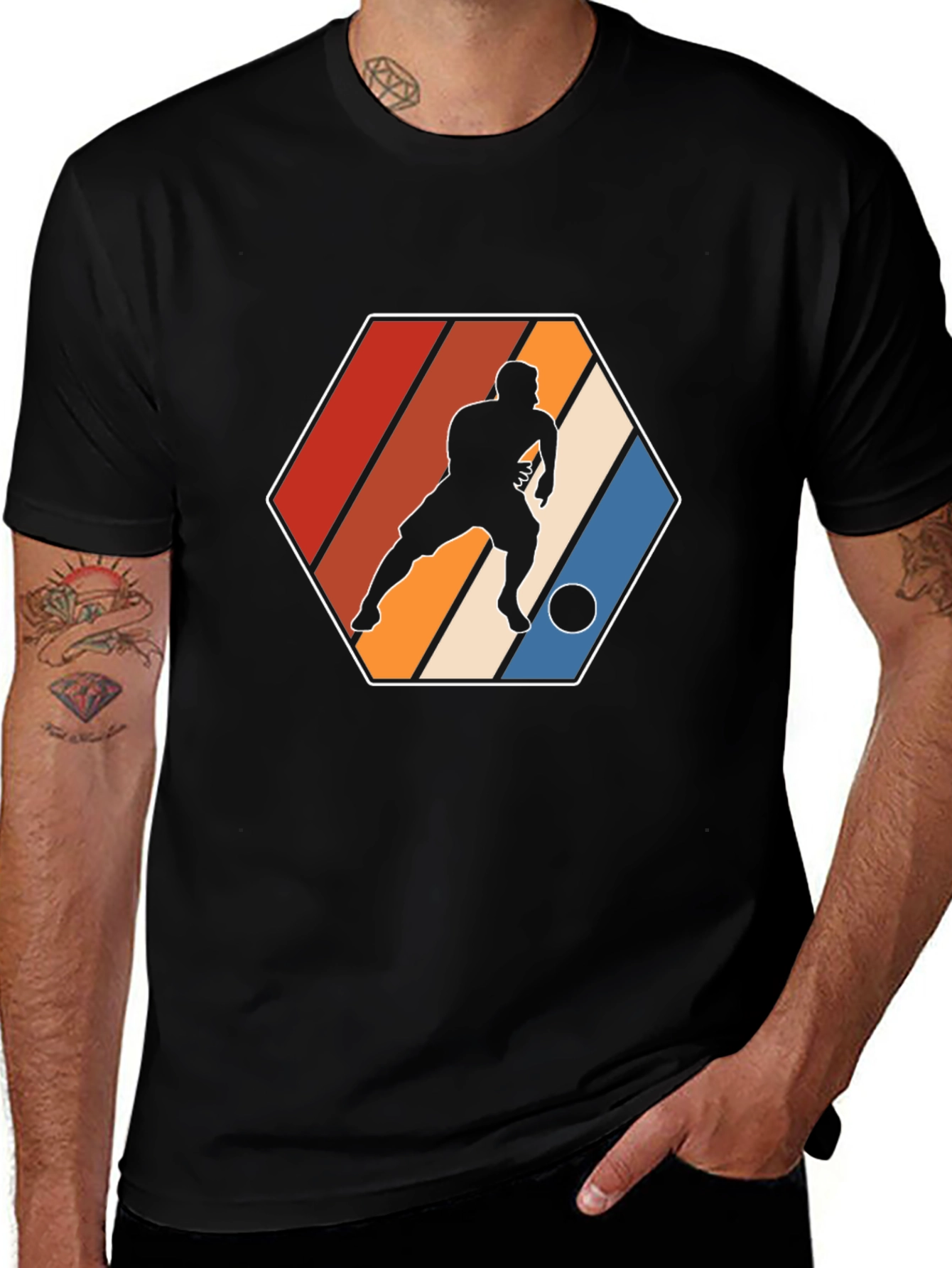 Variant 7 of Retro Soccer Player Graphic Tee - Black