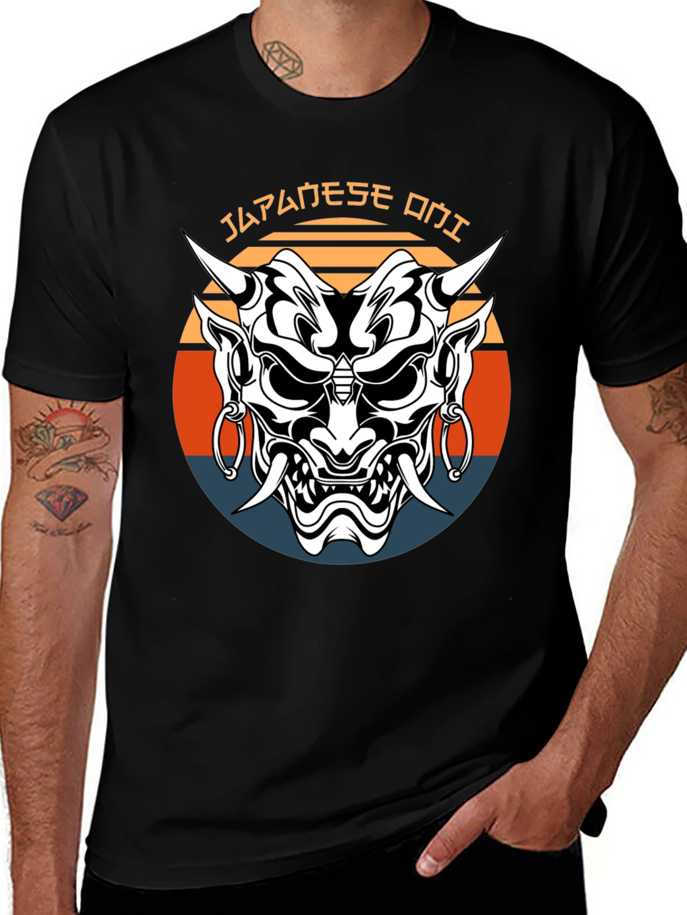Variant 14 of Japanese Oni Mask Graphic Tee