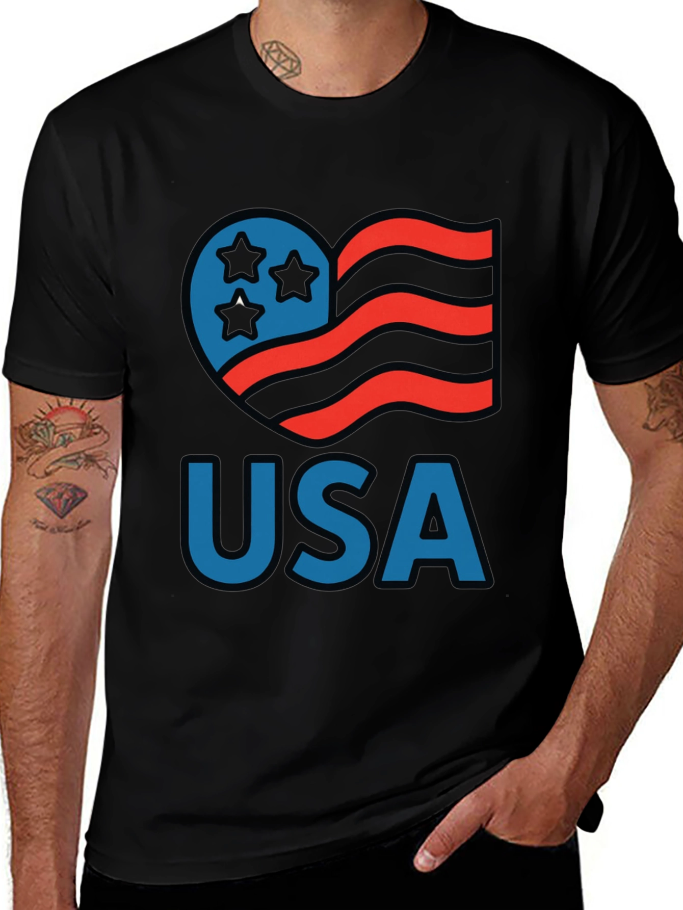 Variant 14 of USA Patriotic Heart Graphic T-Shirt