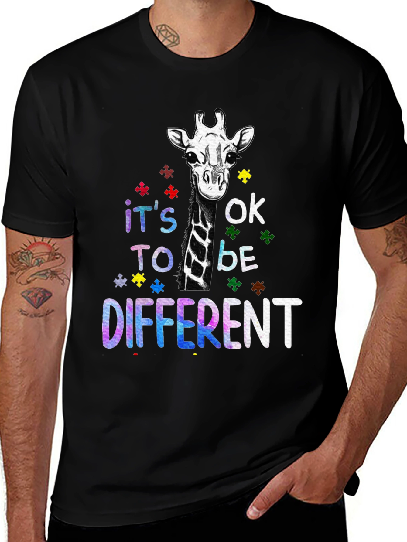 Variant 24 of Autism Awareness Giraffe T-Shirt - It's OK to be Different