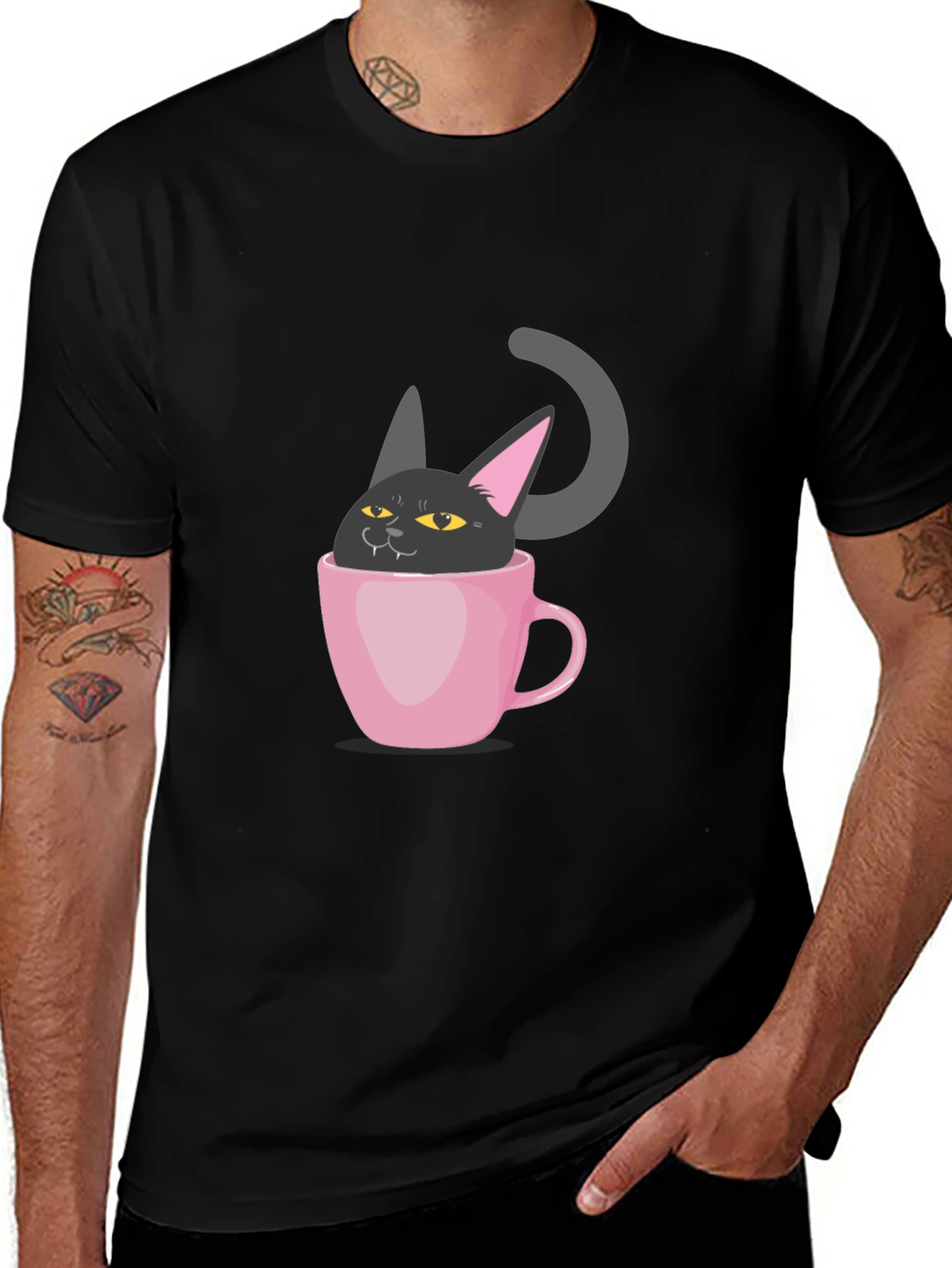 Variant 5 of Black Cat in a Cup T-Shirt